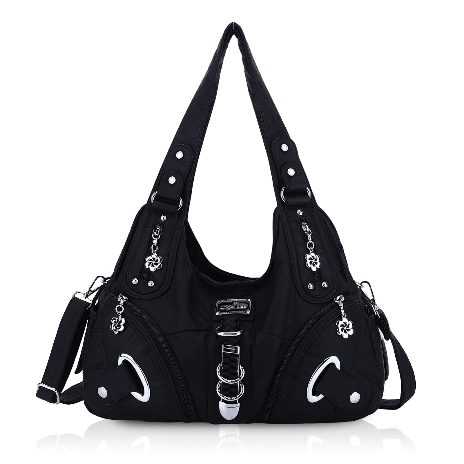 Angel Kiss Damen Schultertasche Hobo Tasche Umhängetaschen Schlusstaschen Henkeltaschen weiches PU Leder mit Reißver Handtasche Viele Fächer tolle tasche für Frauen