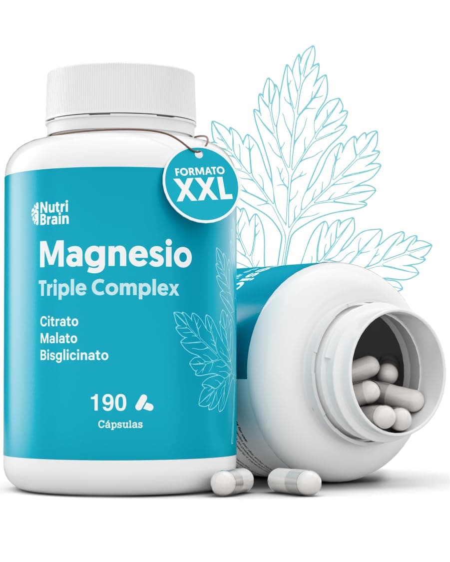 Magnesio Complex | CITRATO + MALATO + BISGLICINATO | 190 Caps | Dormir Mejor, Mayor Energía y Recuperación Muscular | Máxima Absorción y Biodisponibilidad | Apoyo en la Digestión y Estado Anímico