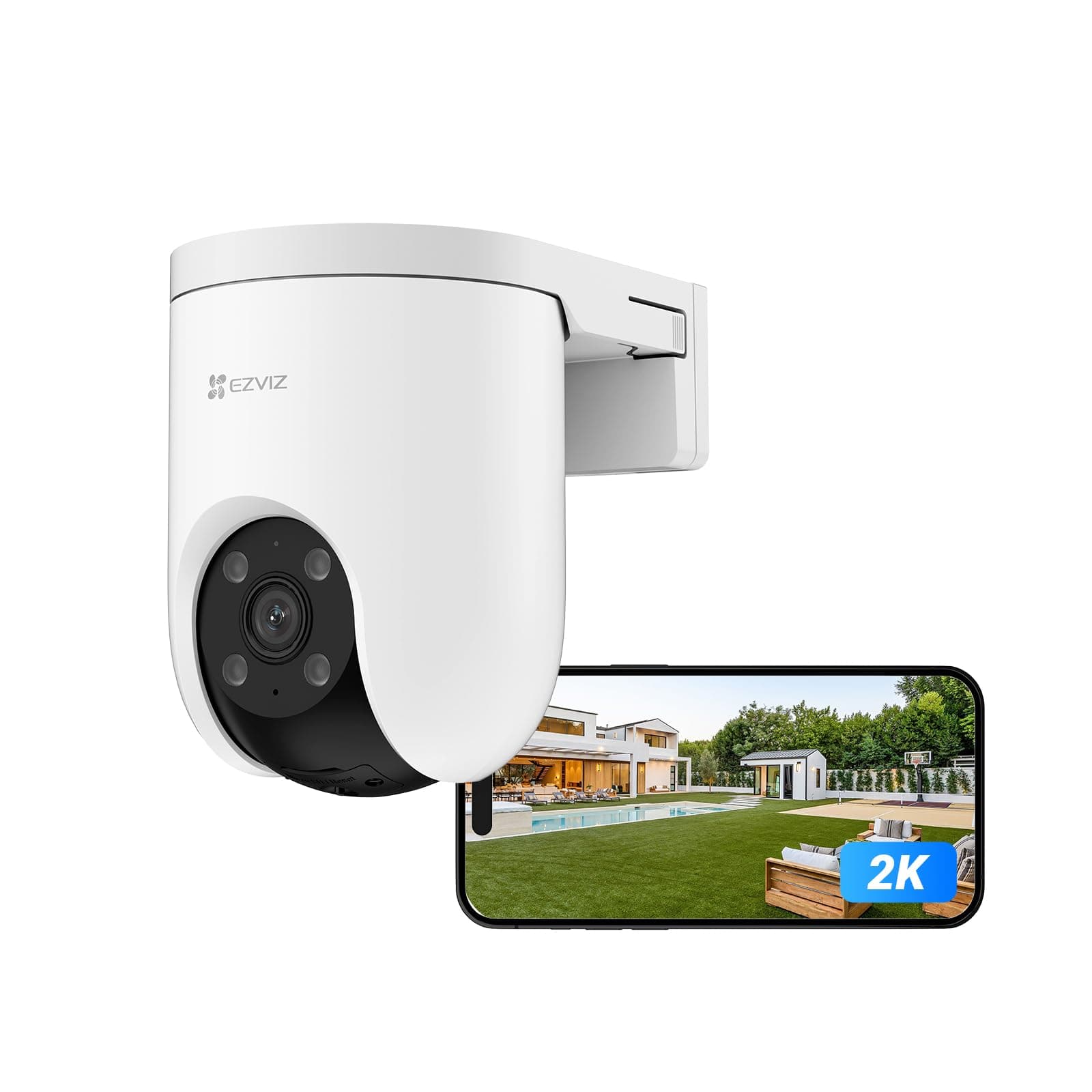 EZVIZ POE 2K Caméra de Surveillance WiFi Extérieure avec Détection de Personne, Suivi Auto, Vision Nocturne en Couleur, Alarme Sirène et Flash, Audio Bidirectionnel, H.265, Compatible Alexa, H8c PoE