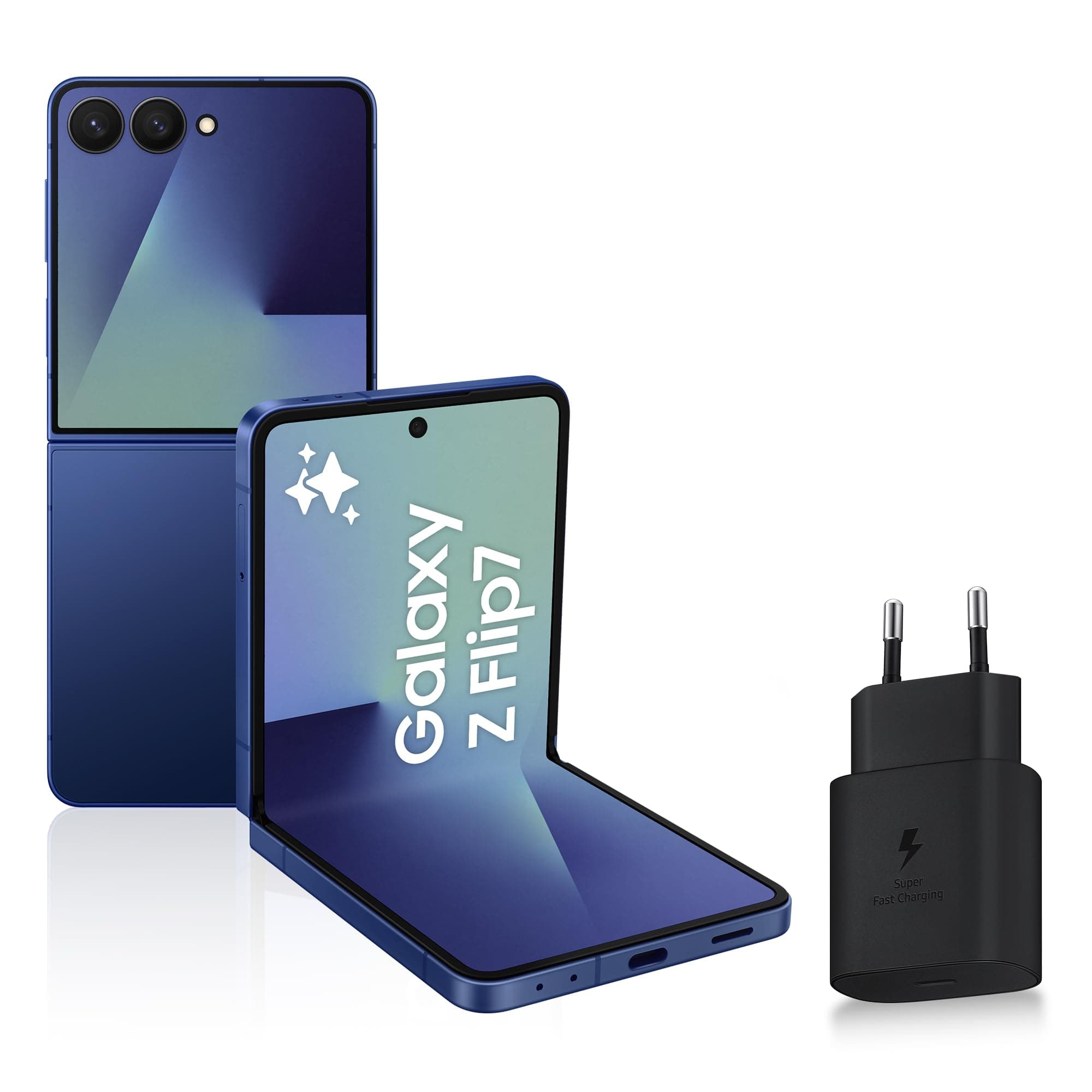 Samsung Galaxy Z Flip7, Smartphone Android 5G avec Galaxy AI, 512 Go, Chargeur Secteur Rapide 25W Inclus, Smartphone déverrouillé, Bleu Nuit, Version FR