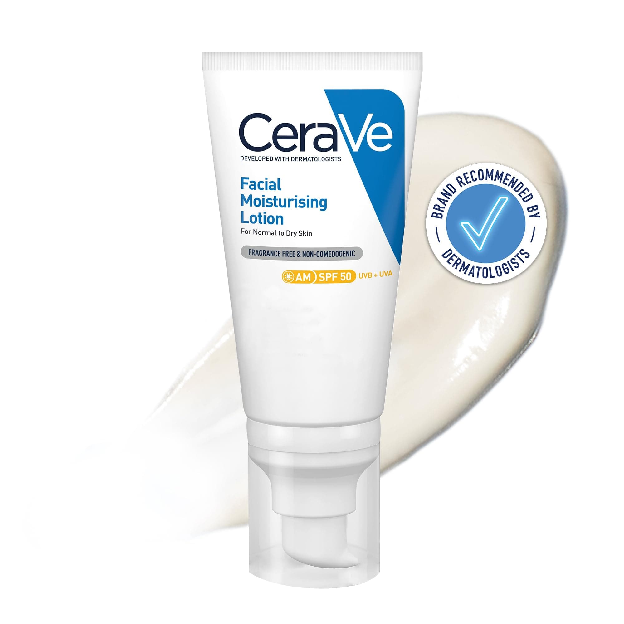CeraVe Crema Idratante Viso SPF 50, Per Pelli da Normali a Secche, Idratazione Profonda, Ad Assorbimento Rapido, Con Protezione Solare SPF 50 e Acido Ialuronico e Routine Correlate a Questo Prodotto