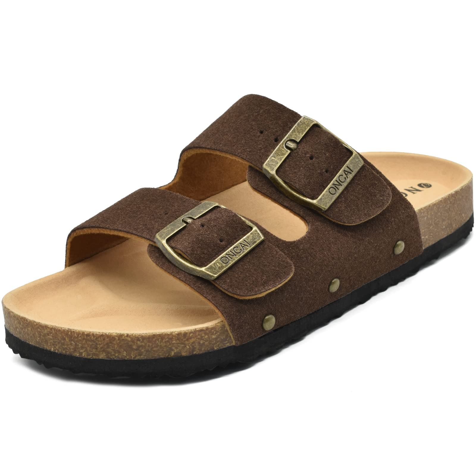 ONCAI Mules Femme Boucle Mules Et Sabots Femme Bout Ouvert Cuir Été Plates En Liège Sandales