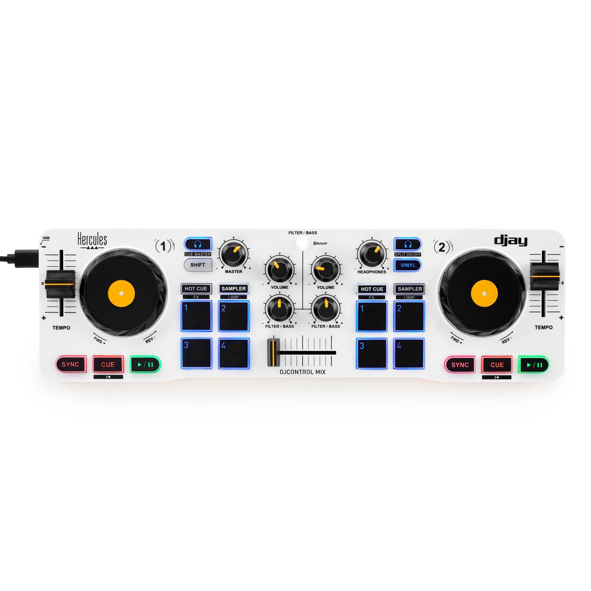 Hercules DJControl Mix - Controladora DJ Bluetooth de 2 pistas para móviles