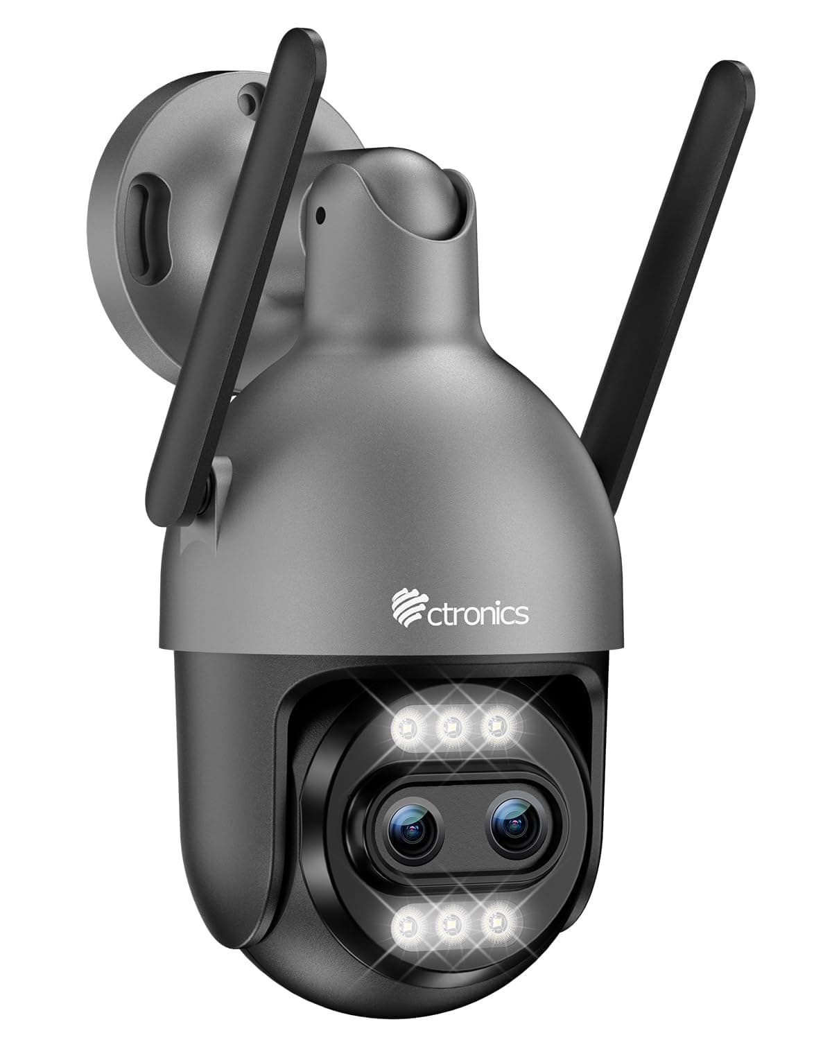 Ctronics 10X Zoom Ibrido 4K Telecamera Wi-Fi Esterno Metallo, Doppio Obiettivo, Auto Track/Rilevamento Persone/Veicoli/Ani, 2,4/5GHz WiFi, 256GB TF/Cloud/PC, Visione Notturna Colori, IP66 (Grey)