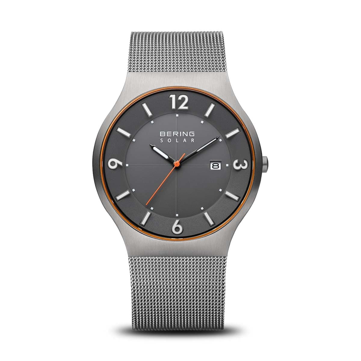 Bering 14440 Reloj Solar para Hombre con Caja de Acero Inoxidable de 40 mm y Esfera, Correa milanesa, Cristal de Zafiro y Resistencia al Agua de 5 ATM