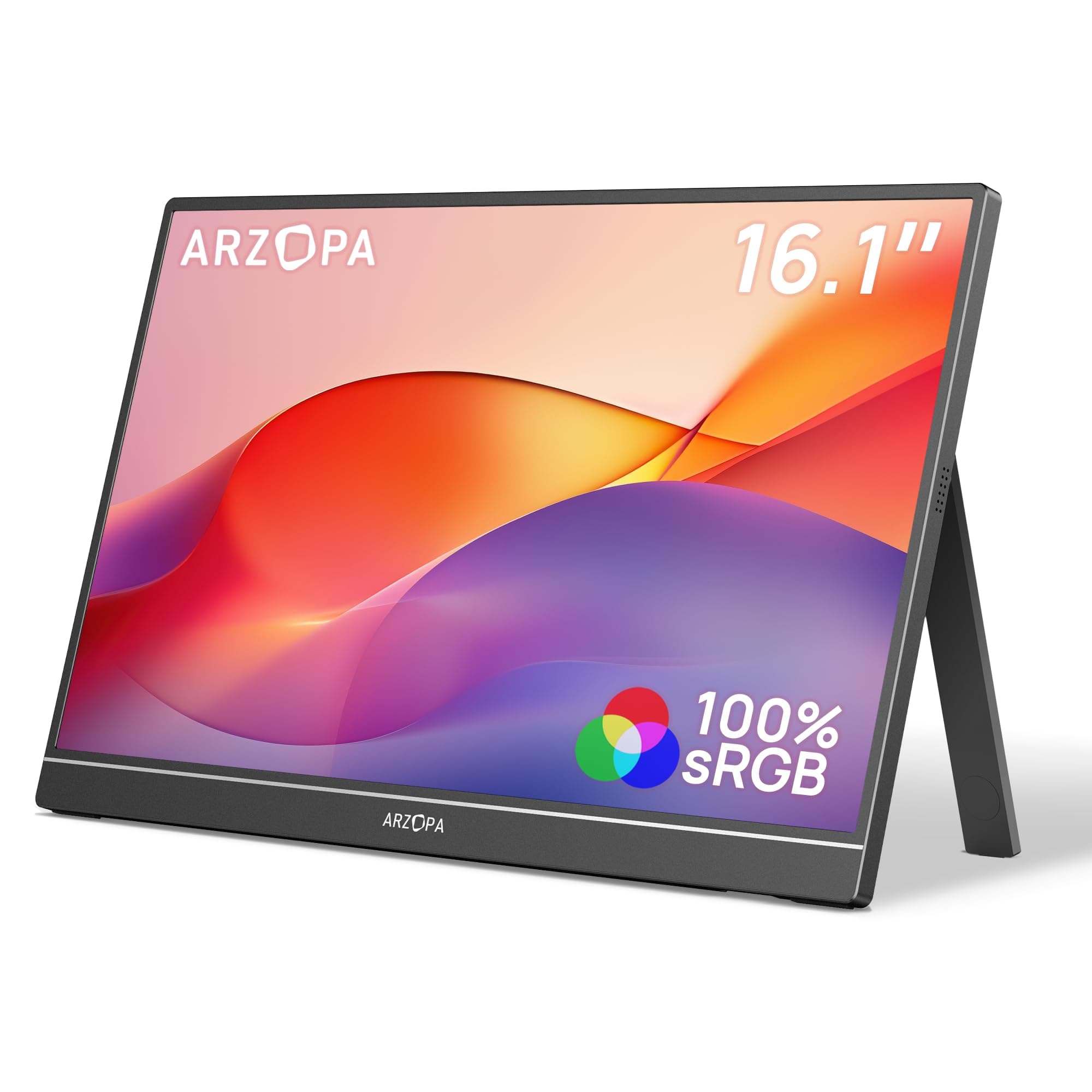 ARZOPA Monitor Portatile 16,1" IPS 100% sRGB | Schermo FHD 1080P | HDR10 | Ultra Sottile 9.3mm | Altoparlanti Integrati | Plug & Play per Laptop, PC, Mac, Console - Z1C