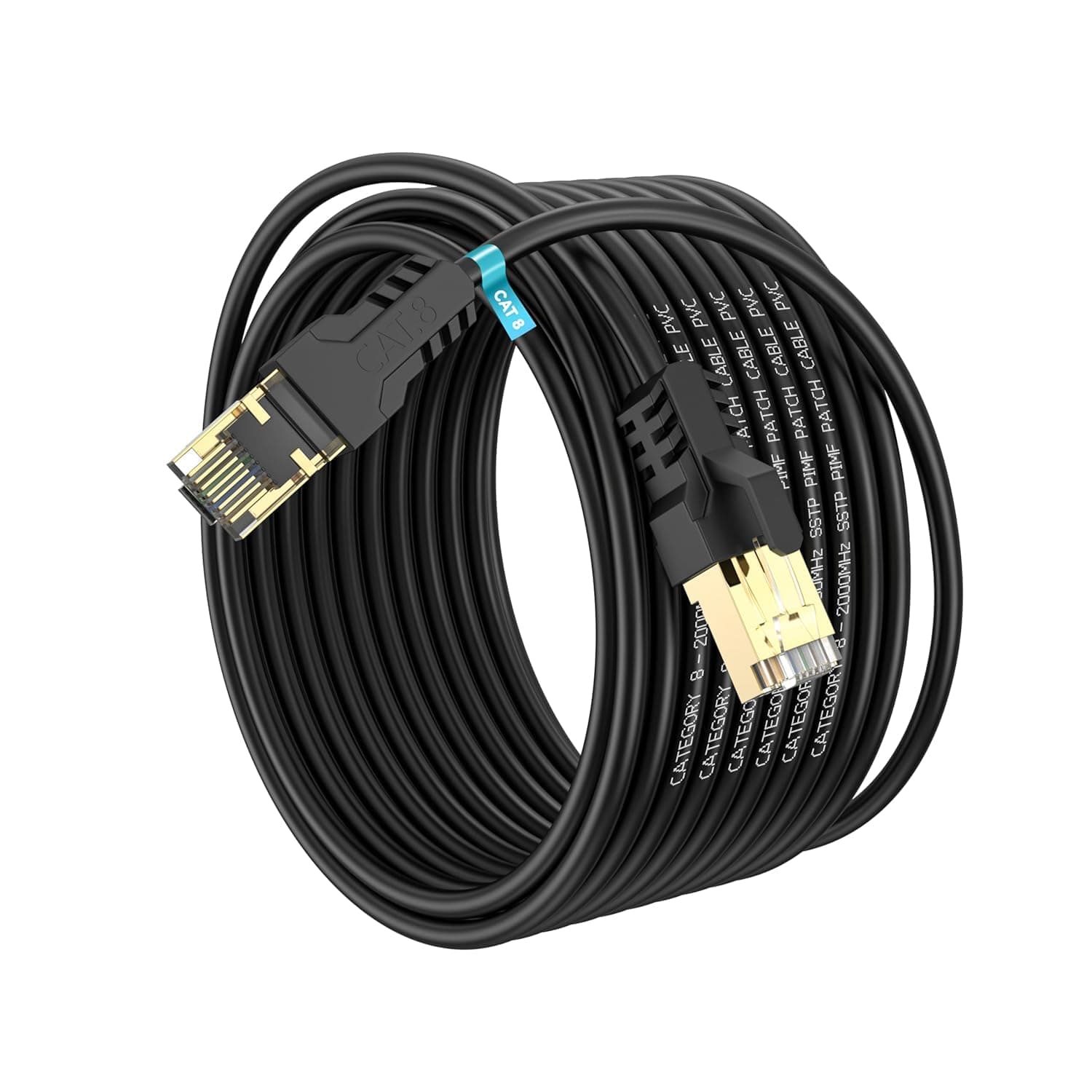 YSONG Câble Ethernet Cat 8 20m, Haute Vitesse 40 Gbit/s, 2000 MHz, 26 AWG, Cable RJ45 Plaqué Or, Pour Routeur/PC/Jeux/Modem, Plus Rapide que Cat7/Cat6/Cat5