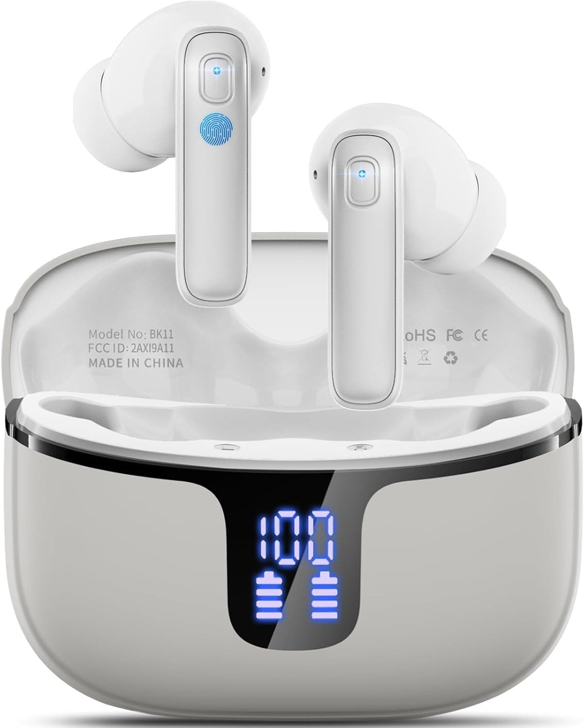 Ordtop Cuffie Bluetooth, 2026 Auricolari Bluetooth 5.3 con 4 HD ENC Cancellazione Rumore Mics, 40 Ore HiFi Stereo Cuffiette Bluetooth con LED Display, IP7 Impermeabili Cuffie Wireless per Android/iOS
