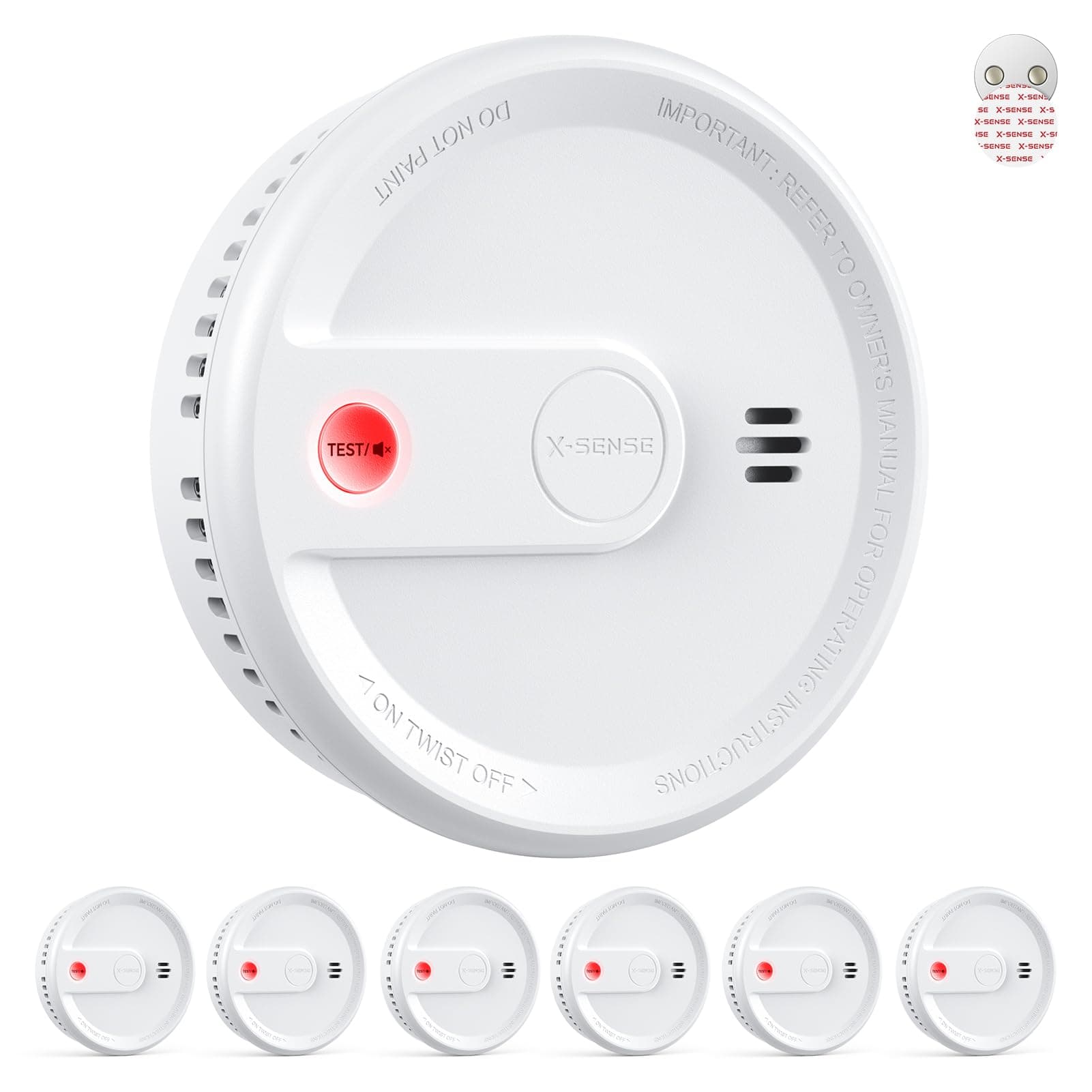 X-Sense Rauchmelder mit 10-Jahres-Batterie, Zertifiziert nach EN 14604, Brandmelder mit Magnethalterung, Standby ohne LED-Blinksignal, Test-/Stummschaltungstaste, ultraschlank, XS0G-SN, 6 Stück