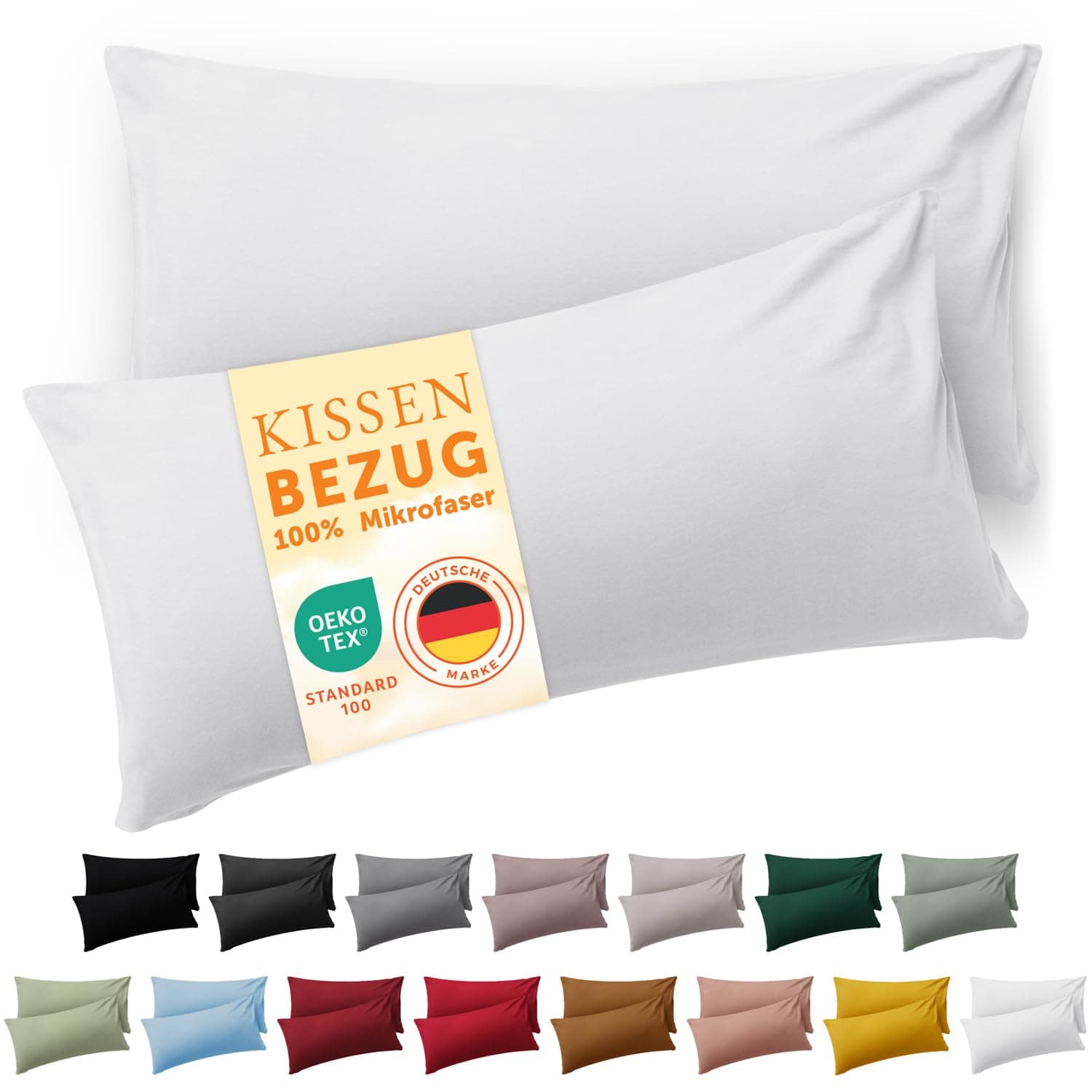 Blumtal Kissenbezug 40 x 60, 2 Stück - Oeko-TEX zert. Kissenbezüge 100% Mikrofaser in extra weich & waschmaschinenfest - Bezug Kissen 40x60 Weiß