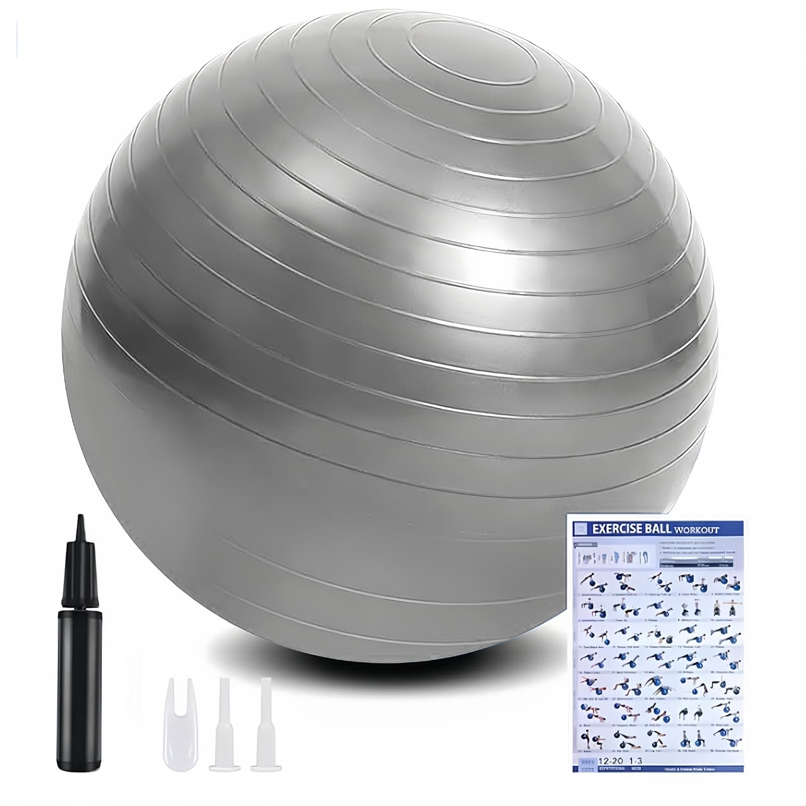 flintronic Palla Fitness, Palla da Ginnastica, 55/65/75/85cm Palla Anti-Scoppio, Palla di stabilità, con Pompa, Strumento Tappo Pompa, E Manuale per Yoga, Esercizi di Equilibrio, Allenamento, Fitness