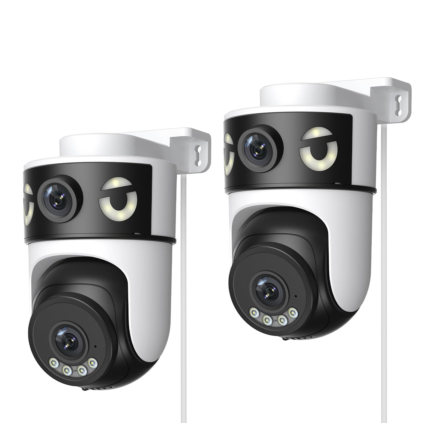Reobiux 2K Camara Vigilancia WiFi Exterior con Doble Lente, Cámara IP Vigilancia Domicilio con Visión Nocturna Color, Seguimiento Automático, Audio Bidireccional, Grabación Continua 24/7, 2 Pack