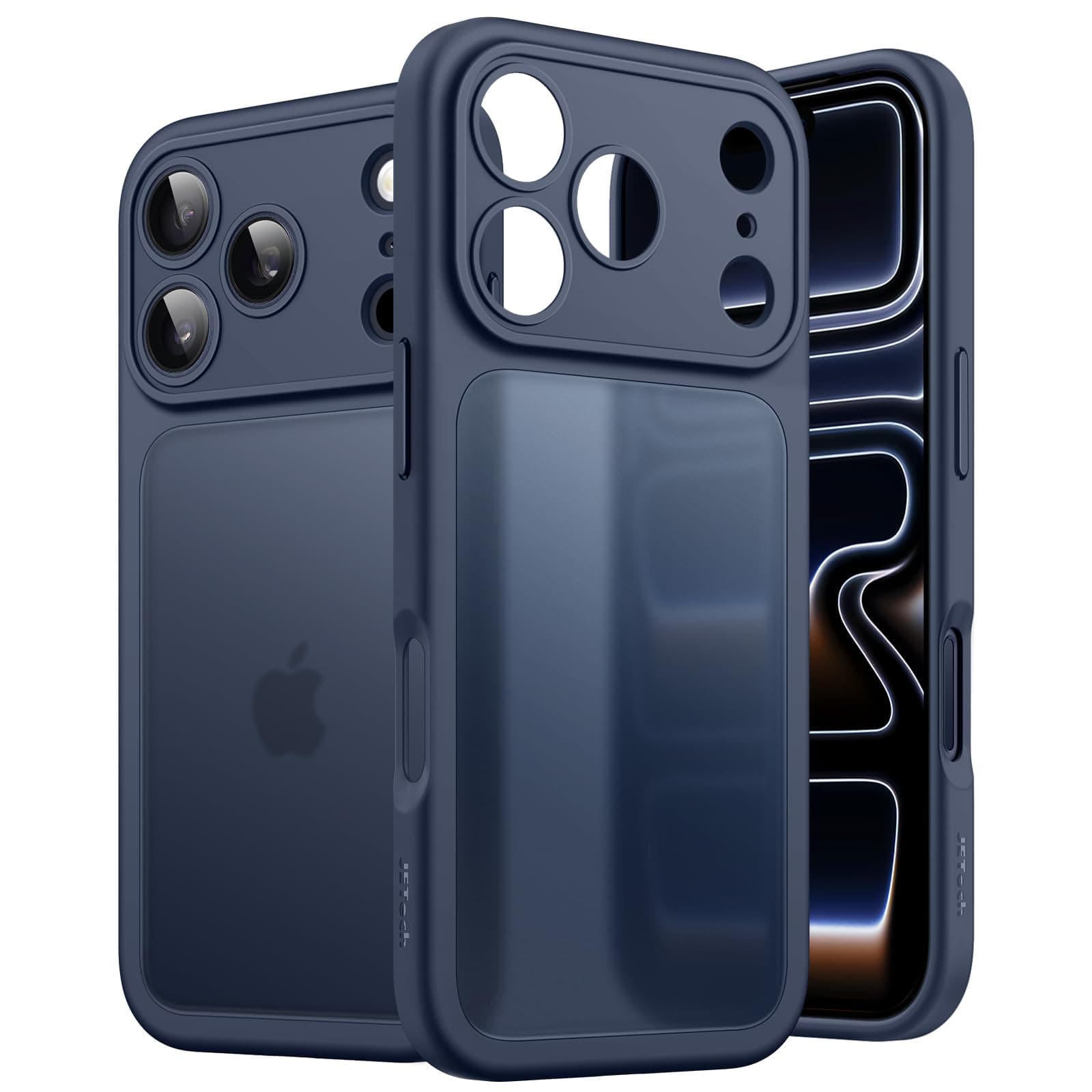 JETech Cover Opaca per iPhone 17 Pro 6,3 Pollici, Protezione Anticaduta Antiurto Grado Militare, Protezione Completa Lenti Fotocamera, Custodia Minimalista Retro Traslucido Satinato (Blu Scuro)