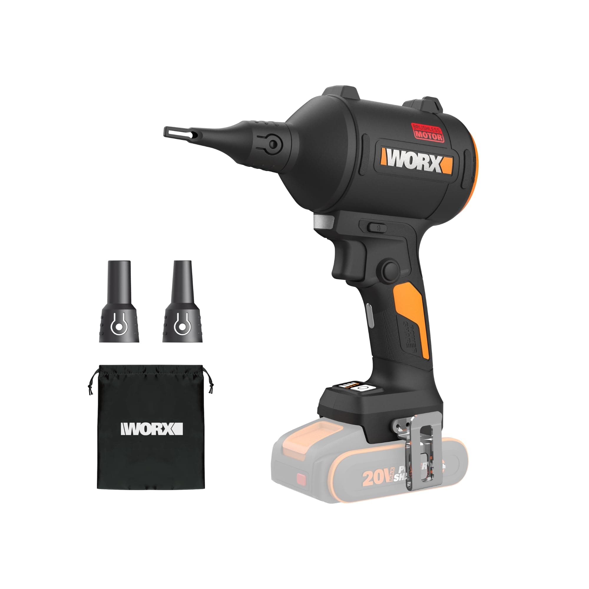 WORX 20V soplador de Polvo inalámbrico con Motor sin escobillas – colector de Polvo eléctrico para Limpieza, soplador de Aire comprimido (WX099 con batería y Cargador)