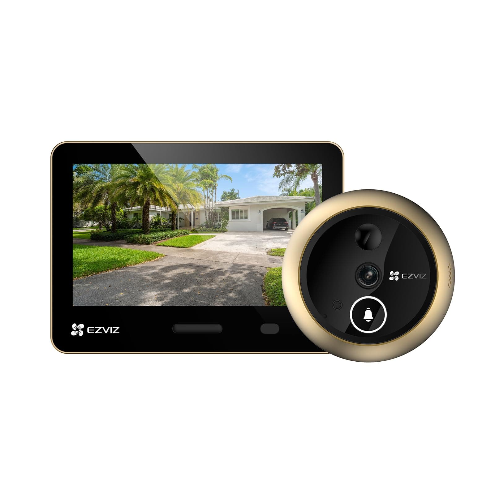 EZVIZ EP4 Mirilla Digital WiFi 4K para Puerta,Pantalla Táctil a Color de 5,5",Videotimbre Inalámbrico,Reconocimiento Facial IA,7100 mAh,Detección PIR,Audio Bidireccional,Privacidad Protegida,Dorada