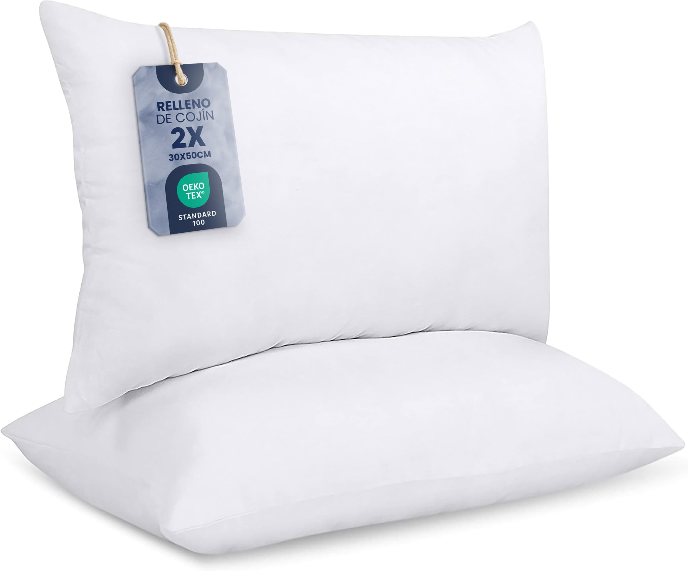 Utopia Bedding Relleno de Cojín 30 x 50 cm (2 Unidades), Fibra Virgen Siliconada, Almohadas de Sofá (Blanco)