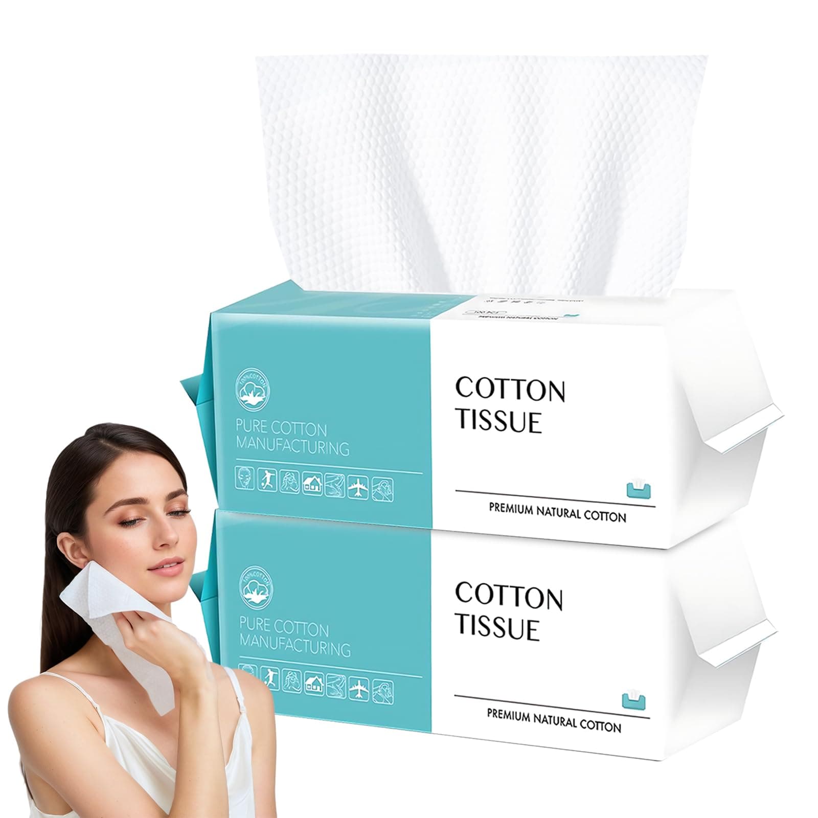 Asciugamani Monouso 200 Pezzi, Cotone Salviette Struccanti, Salviette Monouso biodegradabili per Il Viso, Cura Della Pelle, Rimozione Del Trucco, Pulizia Della Casa E Viaggi Essenziali