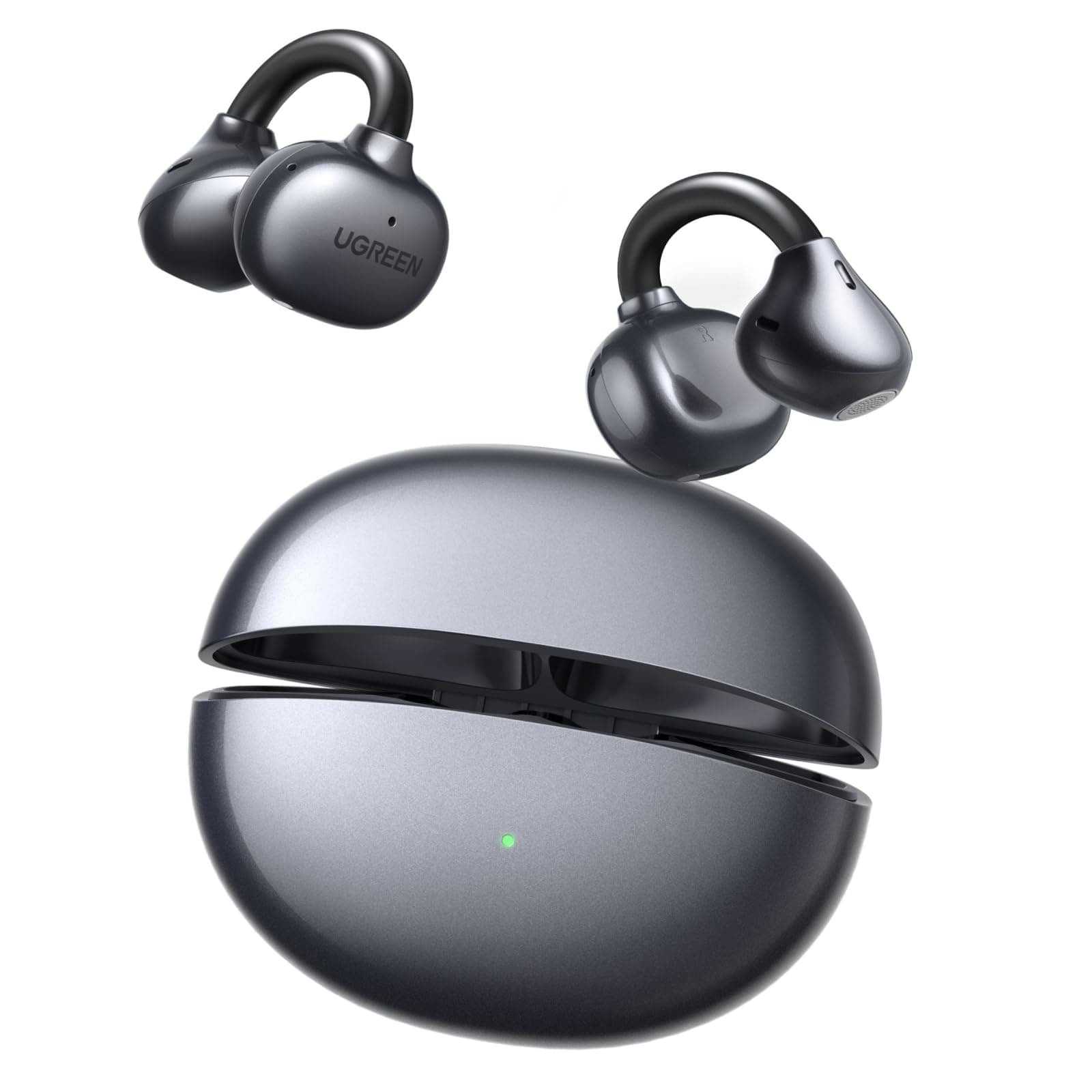 UGREEN HiTune Clipbuds Cuffie Senza Fili Bluetooth6.0 con Clip Apertura Orecchio Riduzione del Rumore con ENC AI 4 Microfoni Personalizzazione APP 30H Riproduzione Ricarica Rapida USBC IPX5