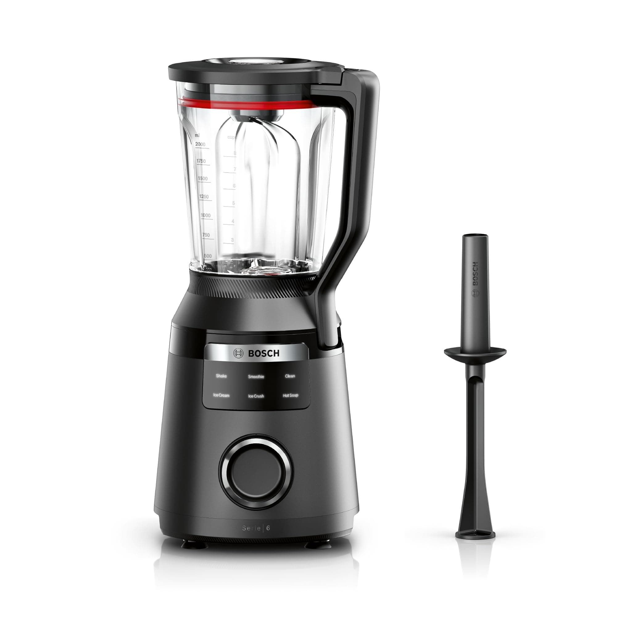 Bosch, batidora de vaso MMB6652B, VitaPower Serie 6, motor de 1800 vatios, velocidad del motor de hasta 45.000 rpm, 6 programas automáticos, jarra batidora Tritan, negro