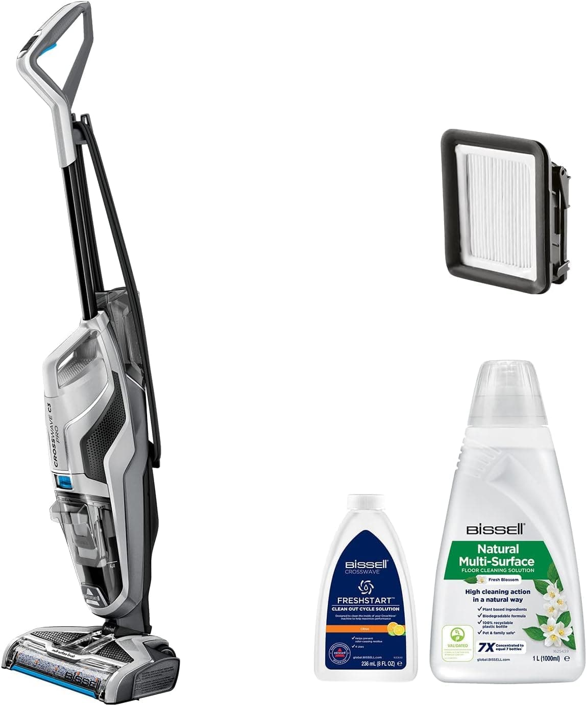 Bissell CrossWave C3 Pro, Aspirapolvere Con Filo, Aspira, Lava & Asciugare, Scopa Elettrica, Potente Estrazione di Sporco Umido e Secco, Lavapavimenti 3-in-1, Pulizia per Più Superfic, 3555N