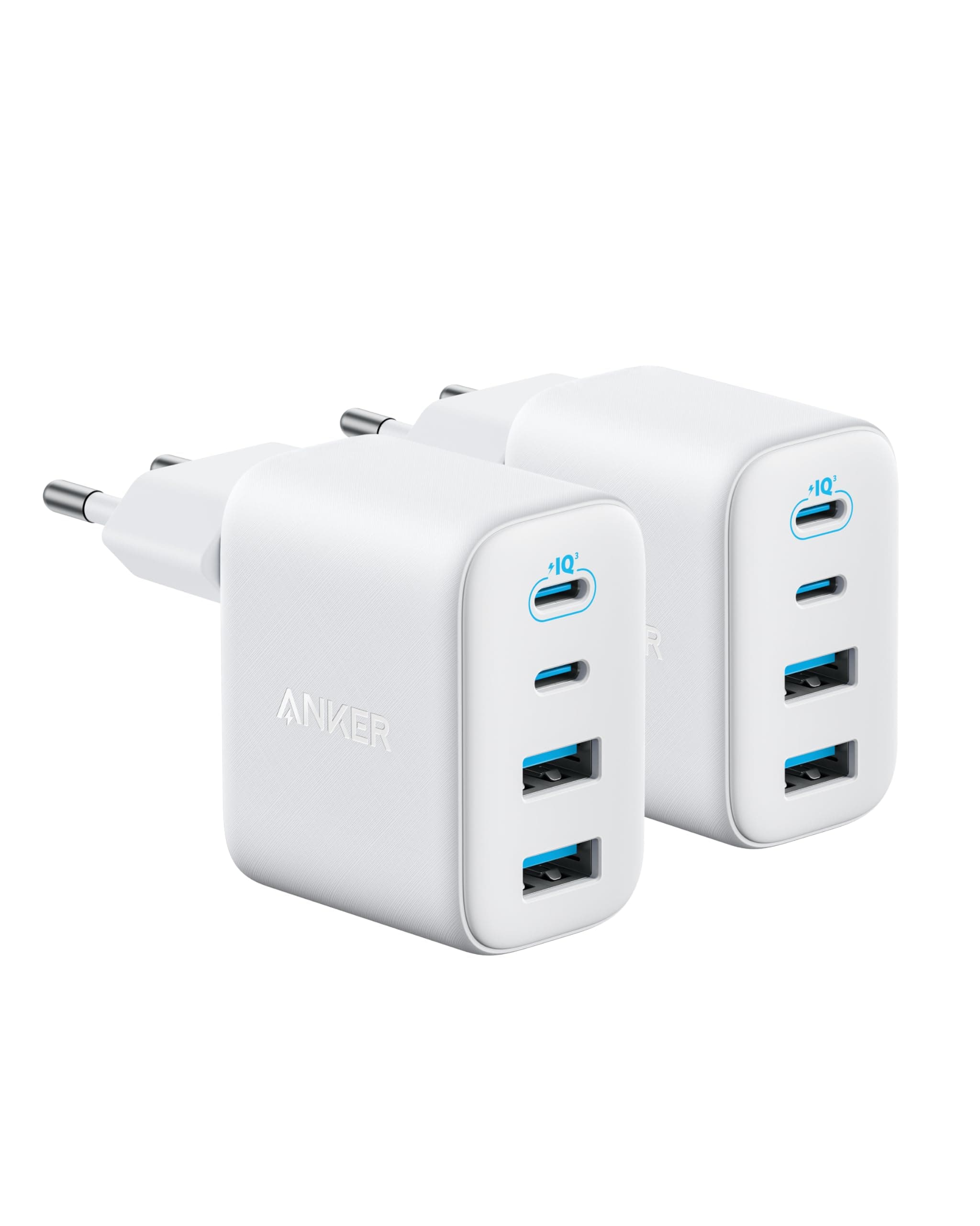 Anker Zolo 50W USB C Ladegerät(Doppelpack), 4-Port Netzteil mit 2 USB-C und 2 USB-A, Kompaktes Schnellladegerät Für iPhone 17 Pro Max/16/15/14/13-Serie, iPad, Pixel, Galaxy, MacBook (ohne Kabel)