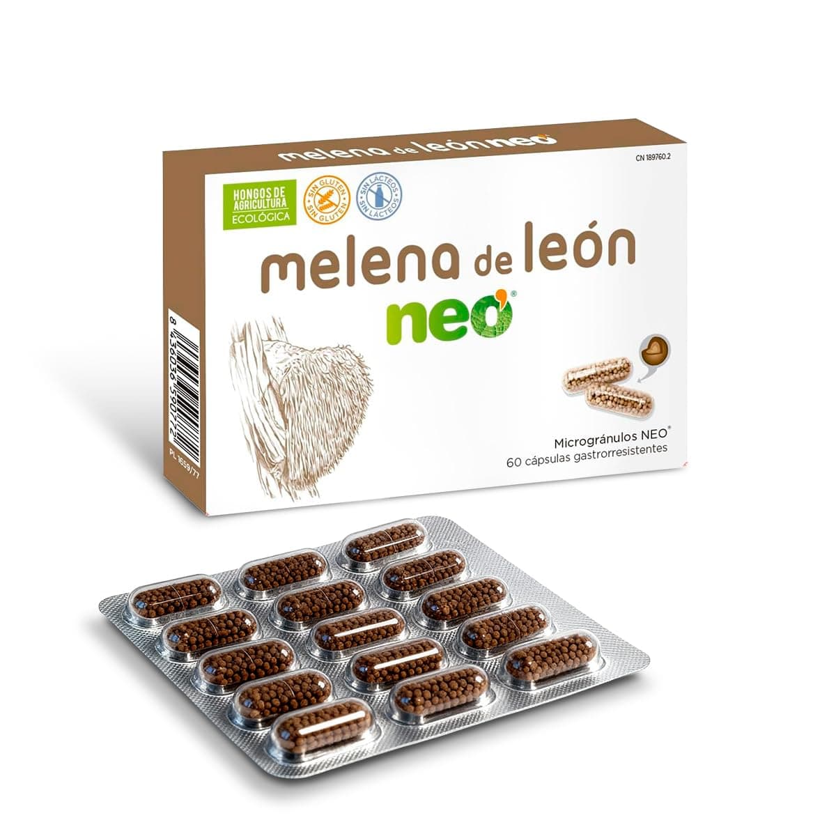 Mico NEO | Hongos Melena de León | Apoyo Digestivo Natural | Apto para Vegetarianos | Sin Gluten ni Derivados Lácteos | Microgránulos NEO | 60 Cápsulas