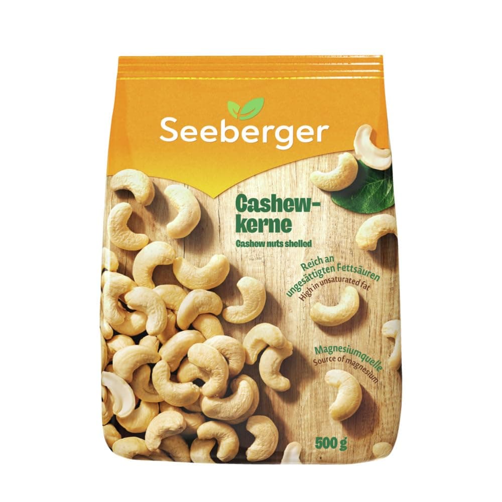 Seeberger Cashewkerne Ganze Cashew Nüsse - reich an Proteinen, Vitaminen & Mineralstoffen - Naturbelassen - ohne Zusatzstoffe, vegan (1 x 500 g)