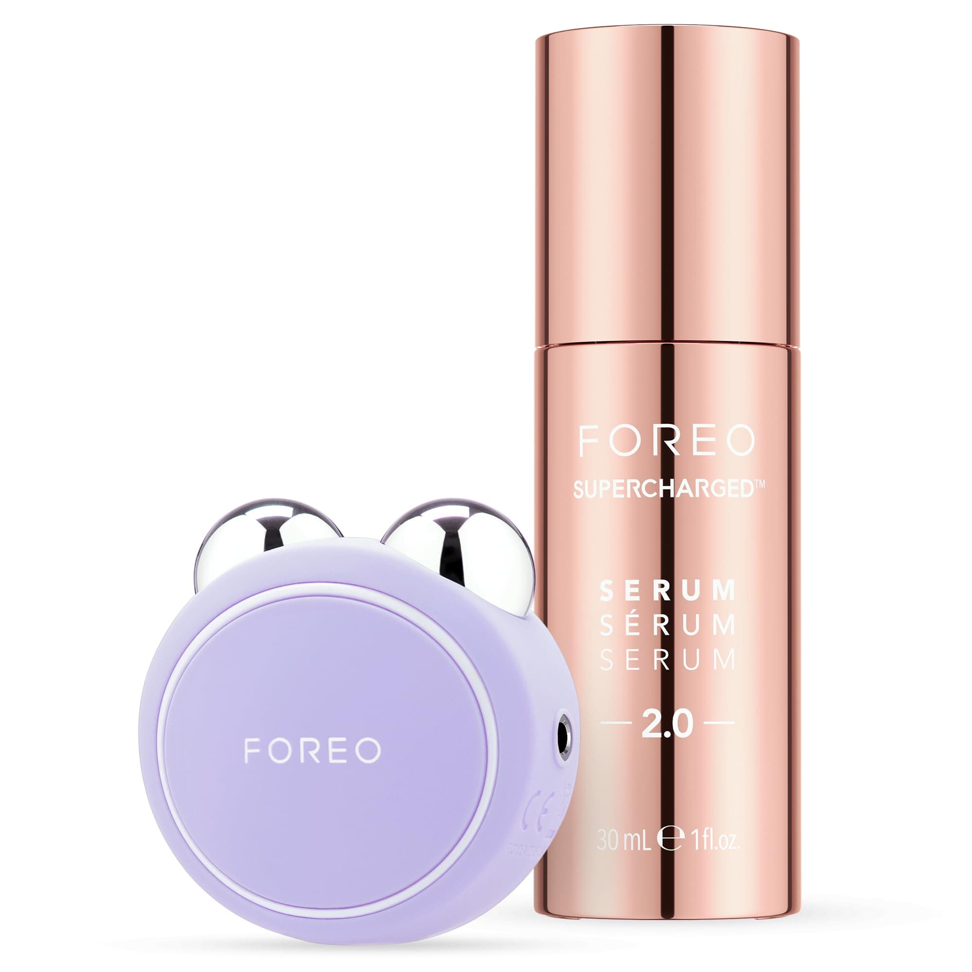 FOREO Firm & Fabulous, BEAR mini Lavender + Serum Serum 30 ml | Massaggiatore viso antirughe con microcorrente | Prodotti di skincare viso | Set regalo | Regalo donna