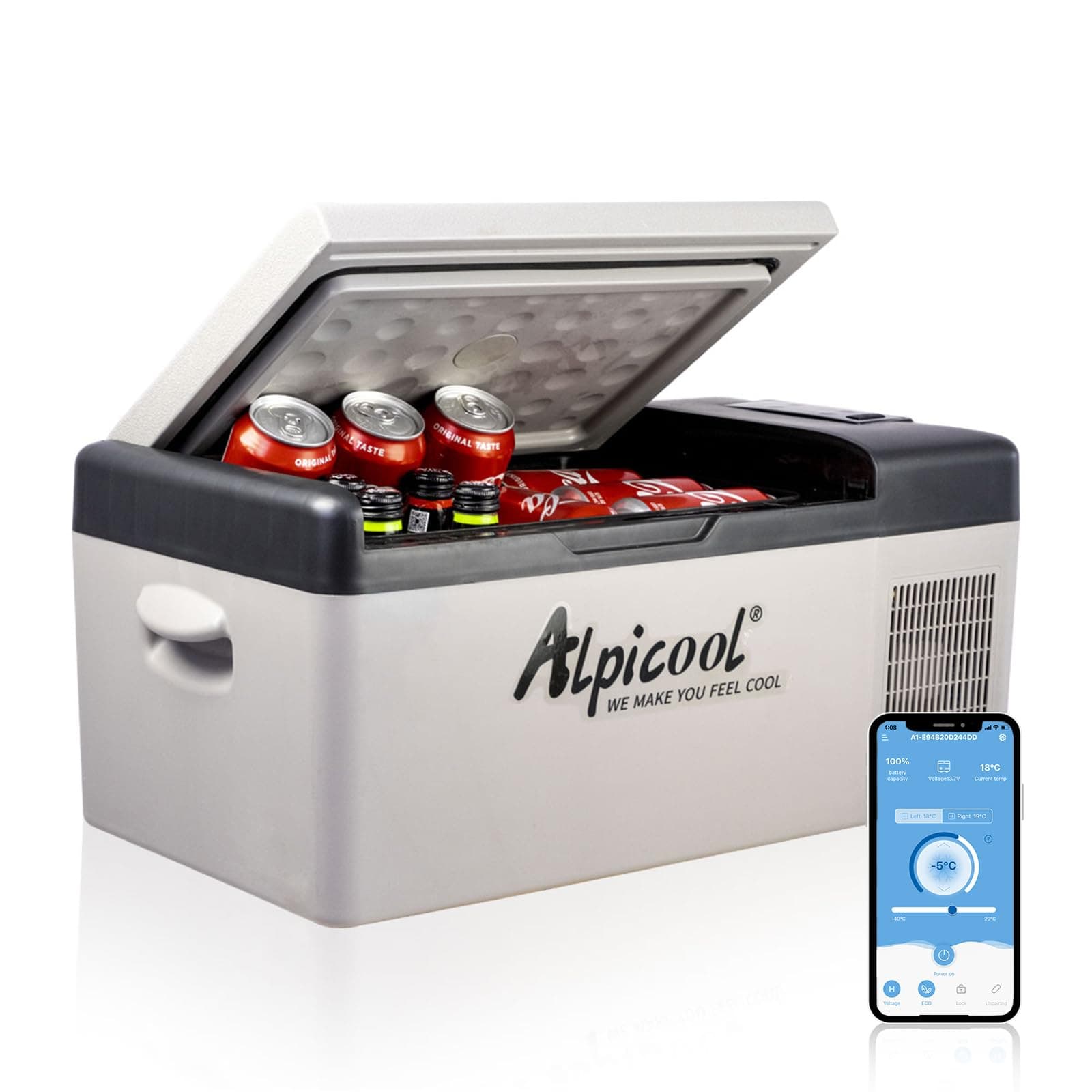 Alpicool C15 15 litros Mini Nevera de Coche portátil Eléctrica 12/24V CC Refrigerador de Coche para Hogar Aire Libre Camping, Viajes, Automóvil Enfriamiento de -20ºC a 20ºC