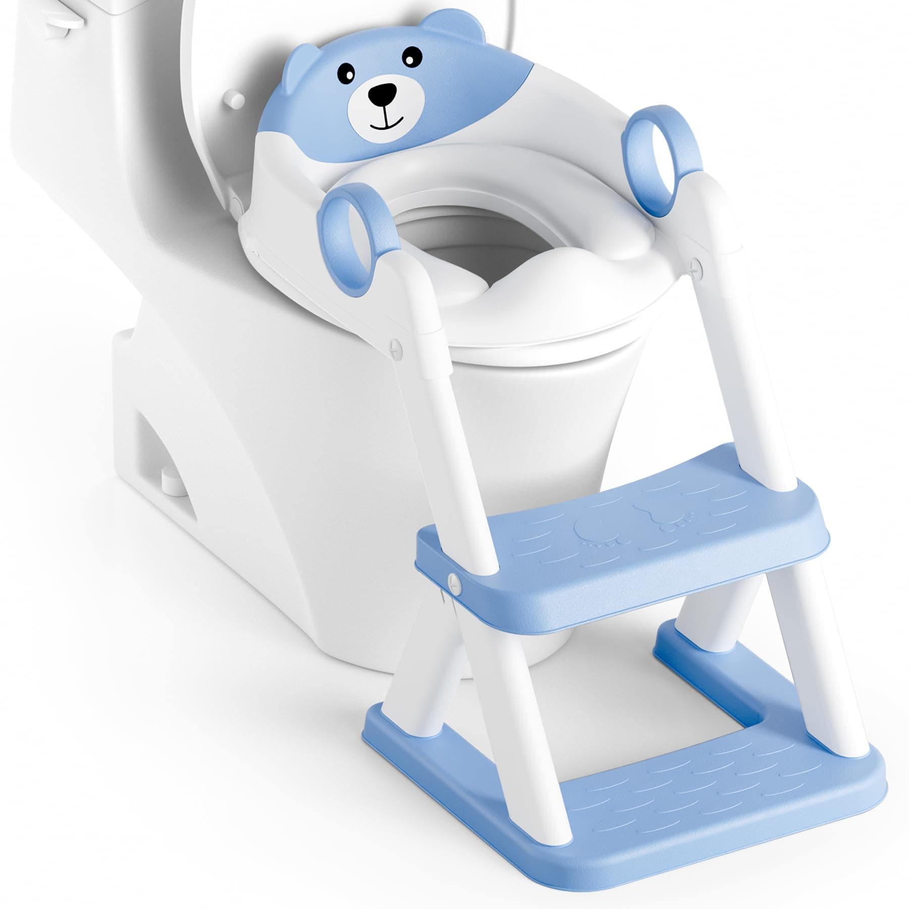 Rabb 1st Adaptador Wc Niños, Plegable Portatil Infantil Asiento Inodoro, Inodoro de Entrenamiento 2 en 1 para Niños, Cojín Antideslizante y Antisalpicaduras, Taburete de Escalera