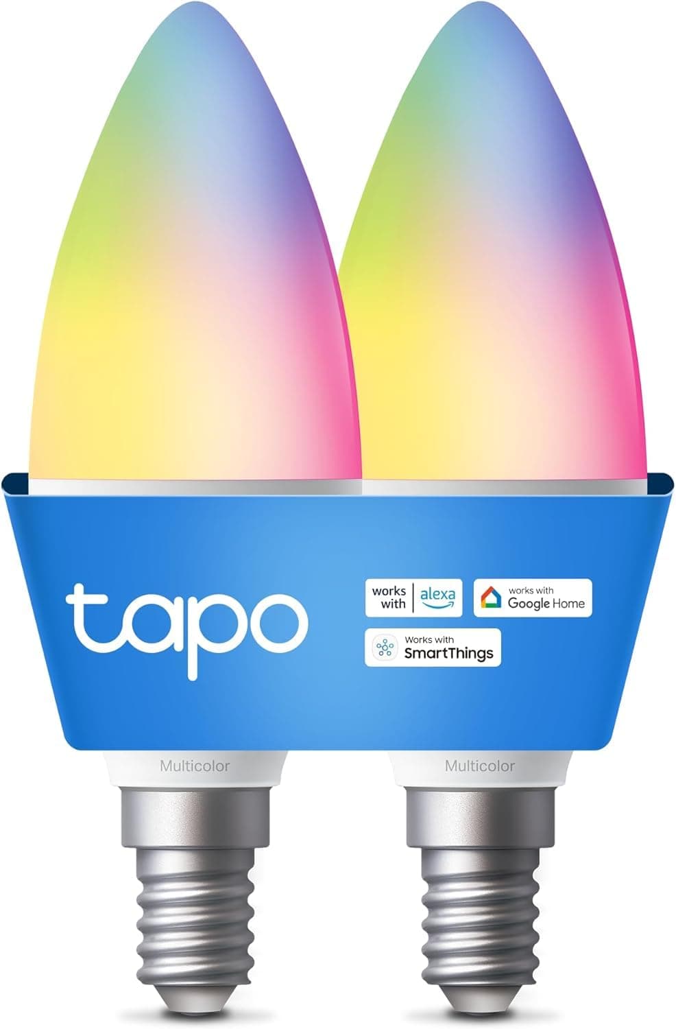 Tapo L430C(2-pack) - Bombilla conectada WiFi, Bombilla LED E14 Multicolor 2500K-6500K, Regulable 40W 470Lm, Funciona con Alexa, Control de Voz, Ahorro de energía