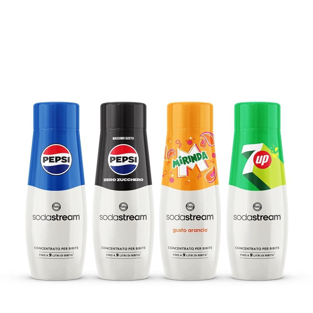 Sodastream 4 Concentrati Pepsi Max + Pepsi + Mirinda + 7up Free ideali per realizzare rapidamente 9 litri di bevanda