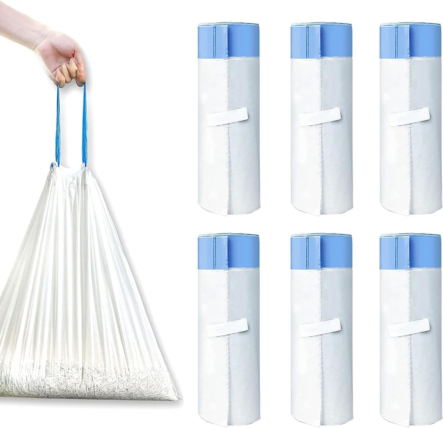 RMAN Sac litiere chat 500 x 450 mm, avec poignée de transport, pour litiere chat autonettoyante, Lot de 90, durables, résistants à la déchirure, 6 rouleaux