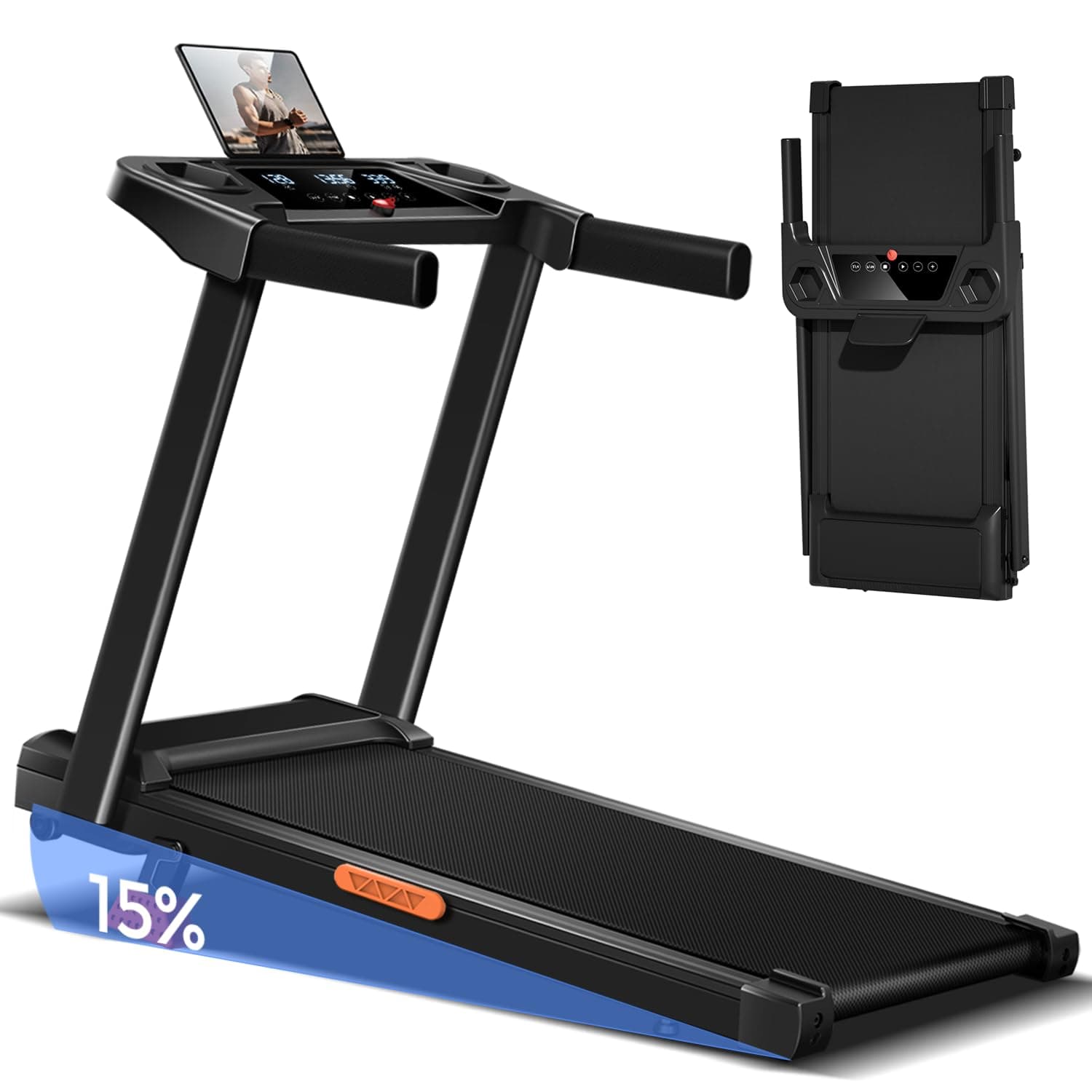 LONTEK Tapis de Course Pliable Inclinable 9%,Tapis de Marche Inclinable 12KM/H,Treadmill Home avec Moteur 3,0 CV et Affichage LED, Charge Max. 136KG