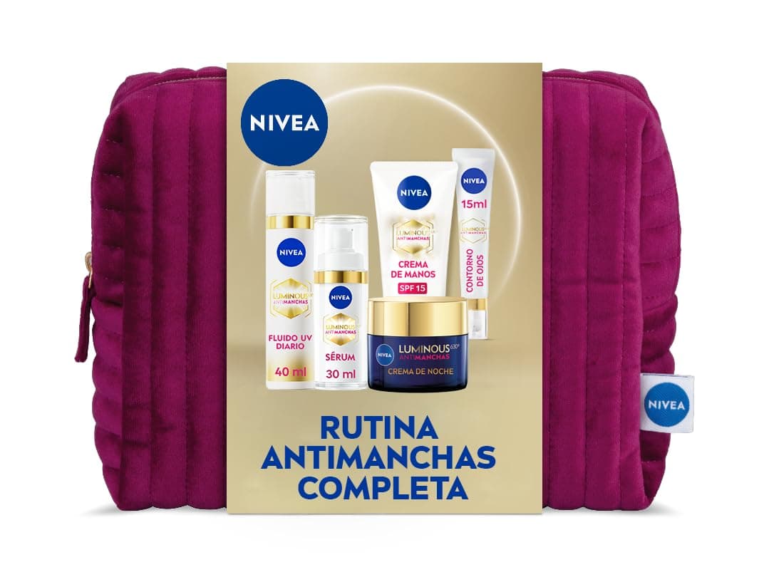 NIVEA Cellular Luminous630 - Pack de Regalo Tratamiento Completo Antimanchas - Día 40 ml, Noche 50 ml, Sérum 30 ml, Contorno de Ojos 15 ml y Manos 50 ml - Todo Tipo de Piel