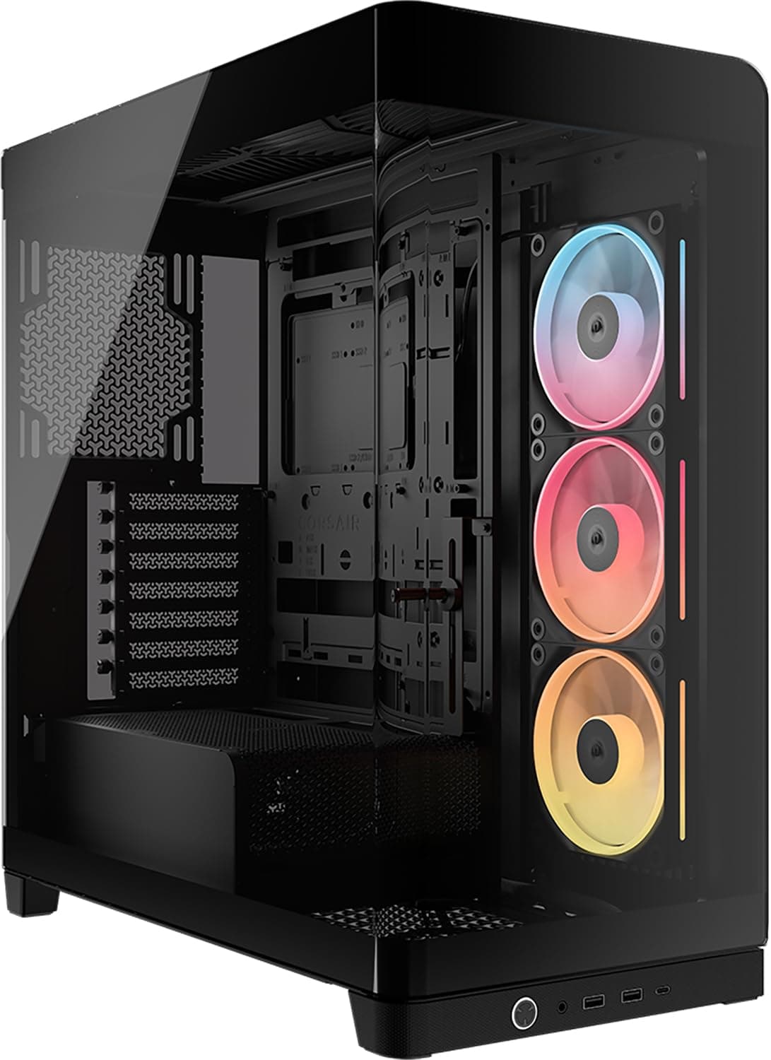 CORSAIR FRAME 4500X LX-R RGB LINK Case Mid-Tower per PC con Vetro Panoramico – Sistema di Montaggio InfiniRail, Anti-Sag della GPU, Include 3 Ventole LX120R RGB LINK – Nero