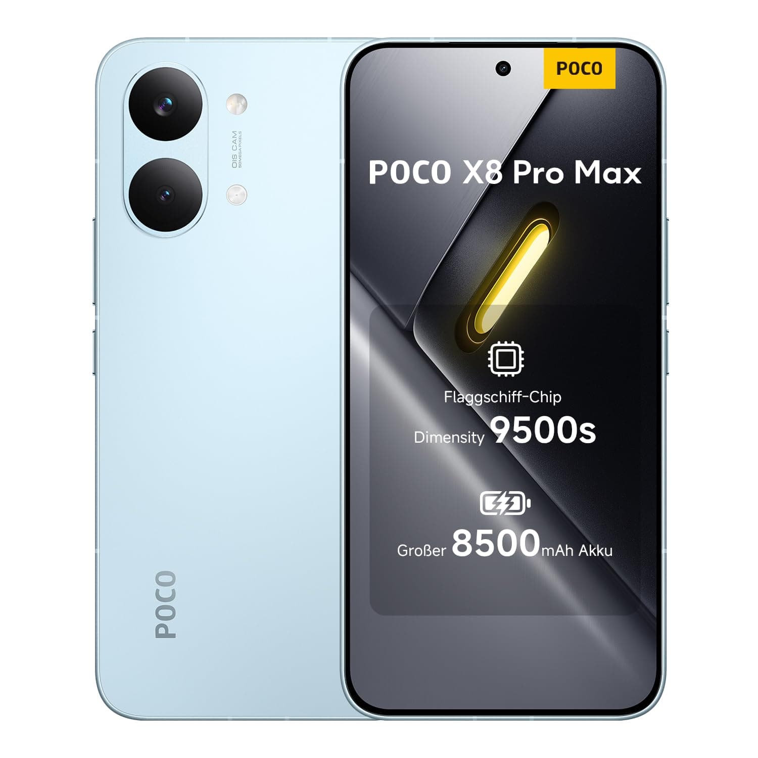 XIAOMI Poco X8 Pro Max Smartphone 12GB+512GB, Dimensity 9500s Prozessor, 8500mAh Akku, Ultra-helles AMOLED-Display, 50MP Light Fusion 600 Hauptkamera mit OIS, Blau, 3 Jahre Garantie