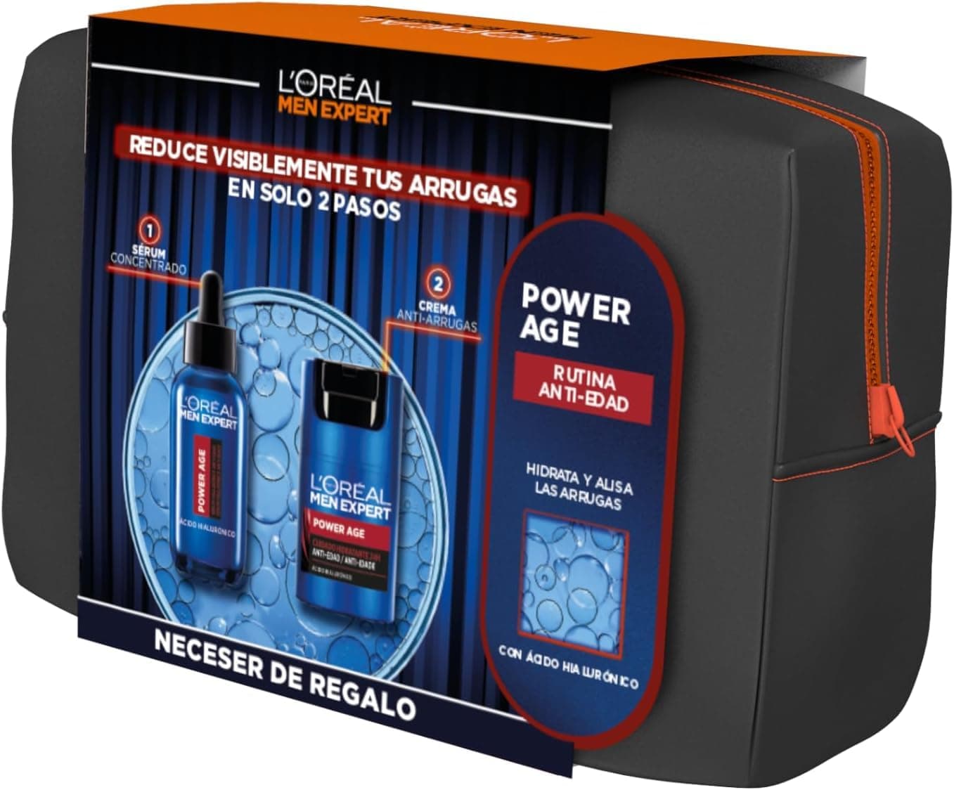 L'Oréal Paris Men Expert Power Age Rutina con Crema+Serúm Concentrado | Ácido Hialurónico*, Hidratación Intensa, Ayuda a Combatir Signos de Edad, Rutina Masculina, Men Expert Power Age
