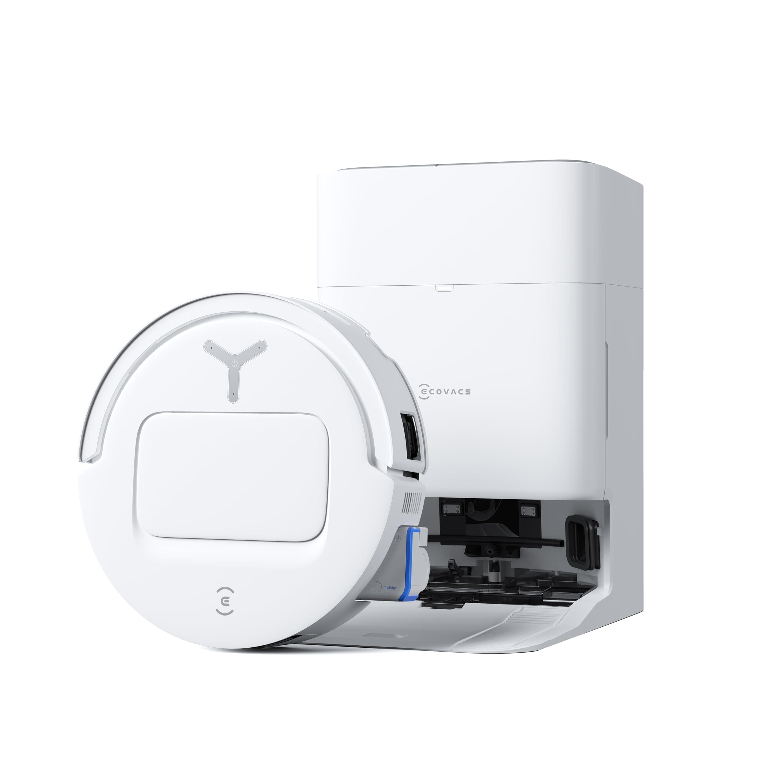 ECOVACS DEEBOT T80 Omni Aspirateur Robot Laveur, 18 000 Pa, Nettoyage Automatique instantané OZMO Roller, ZeroTangle 3.0, Lavage à l'eau Chaude 40-75 ℃, Séchage à air Chaud, Blanc