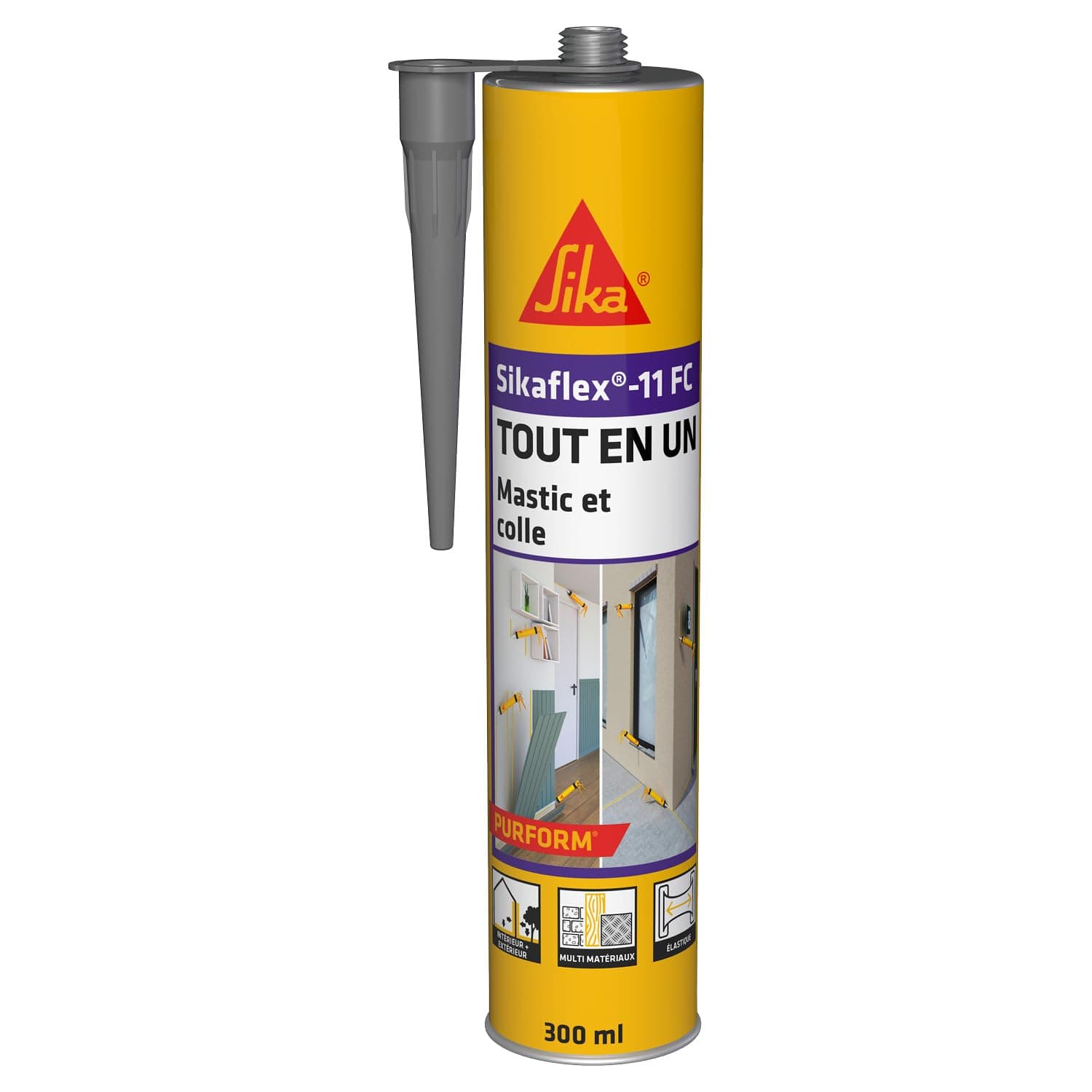 SIKA - Mastic joint et colle multi-usages - Tout en un - Multisupports - Sikaflex 11 FC Purform Gris Béton - Intérieur et extérieur - Idéal travaux de bricolage - Durcit rapidement - 300 ml