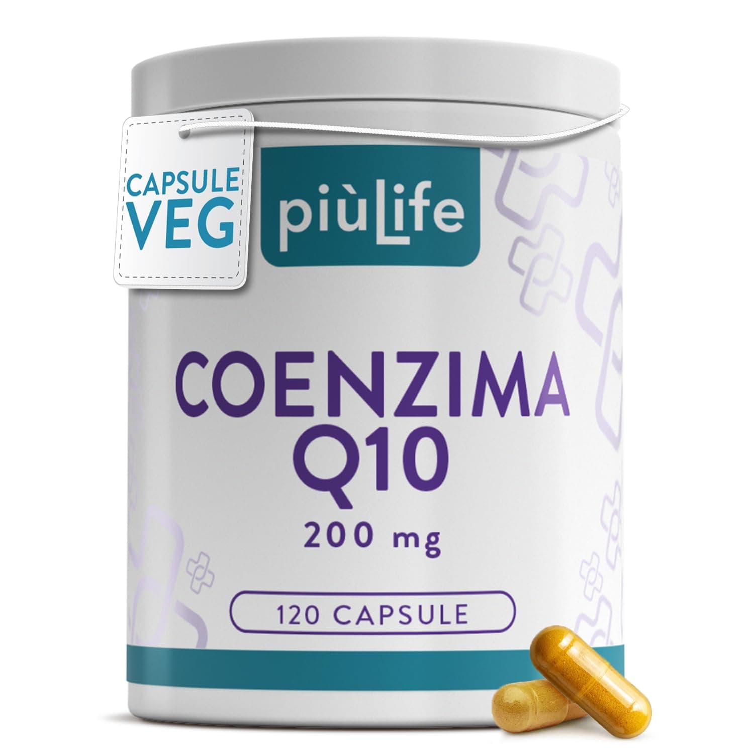 Coenzima Q10 200mg PiùLife – 1 Al Giorno – 120 Capsule CoQ10 da Ubiquinone, Antiossidante Antiage, Integratore Pelle e Sistema Immunitario – Energia Contro i Radicali Liberi – Coenzyme Q10