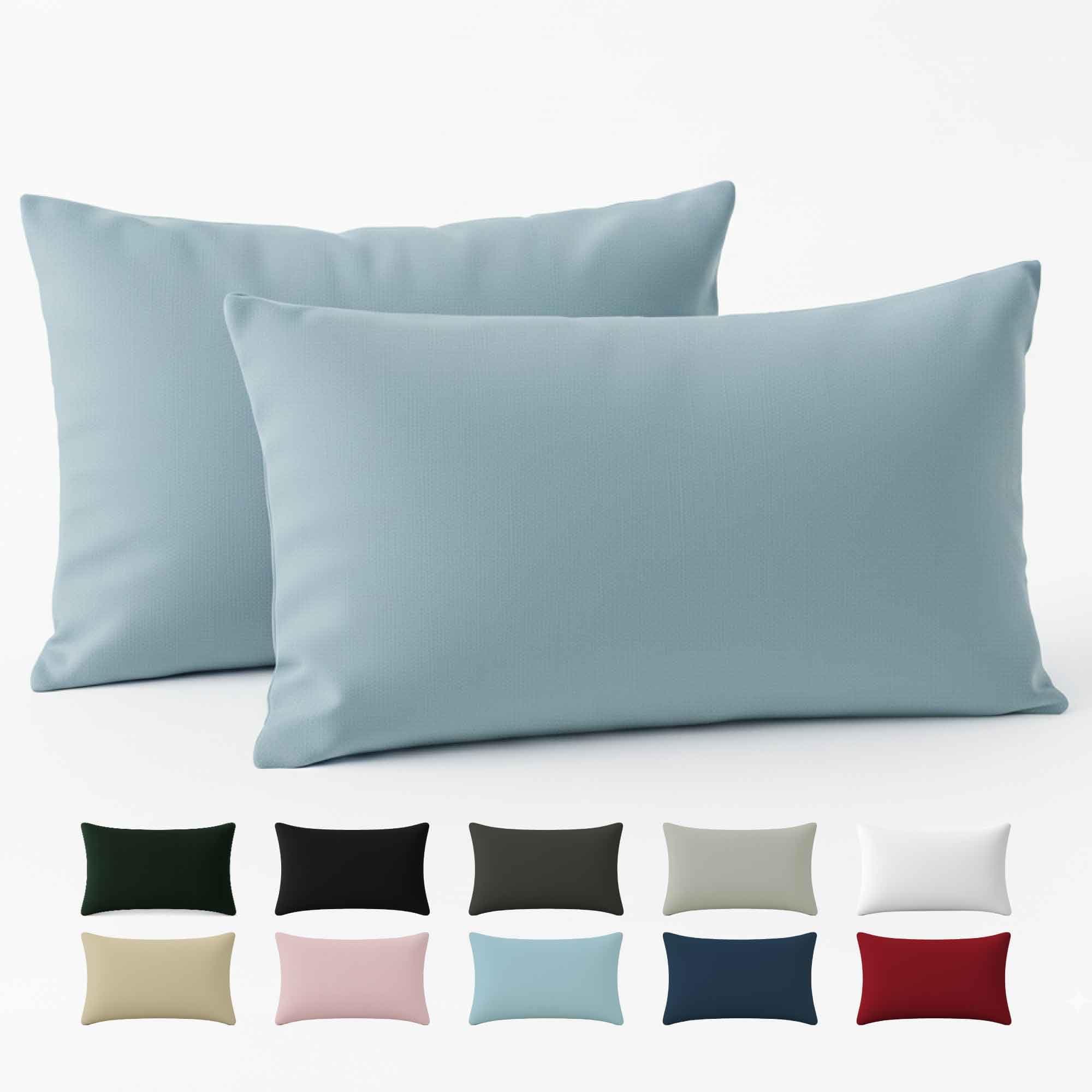 Federe 50x80 Cotone Rinforzato (Set da 2) - Blu Chiaro - Trama Fitta a 57 Fili/cm² - Federe Cuscini 50x80 cm - Federe Cuscino 50x80 Certificate Oeko Tex - Dreamzie