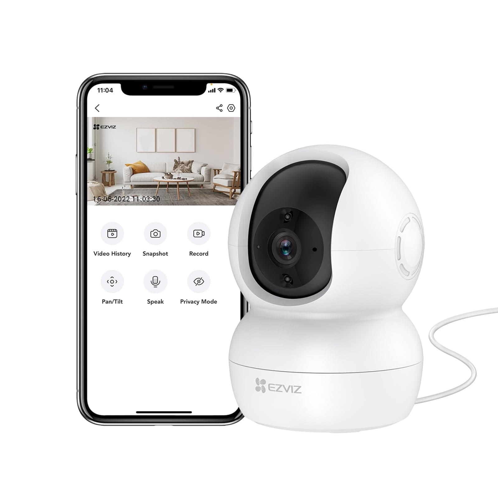 EZVIZ Caméra Surveillance WiFi Intérieure 360°, FHD 1080P, Camera WiFi 2.4Ghz, Vision Nocturne, Détection de Mouvement Suivi Intelligent, Audio Bidirectionnel, Compatible avec Alexa pour Bébé/Animaux