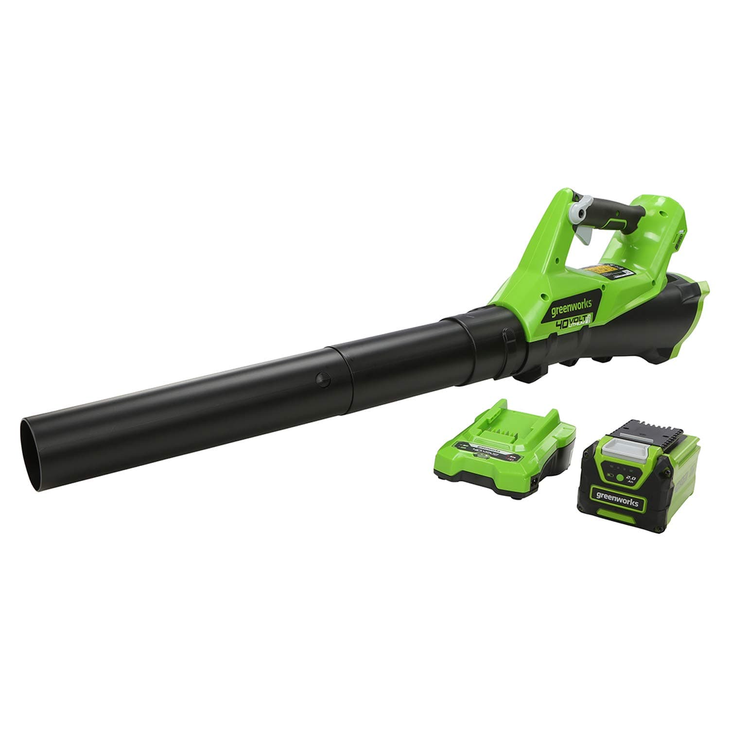 Greenworks G40ABK2 Souffleur à Batterie Axial de Feuilles Mortes Sans Fil, avec Régulateur de Vitesse, 177 km/h, 11,05 m³/min, Batterie 40V 2Ah et Chargeur, Garantie 3 Ans