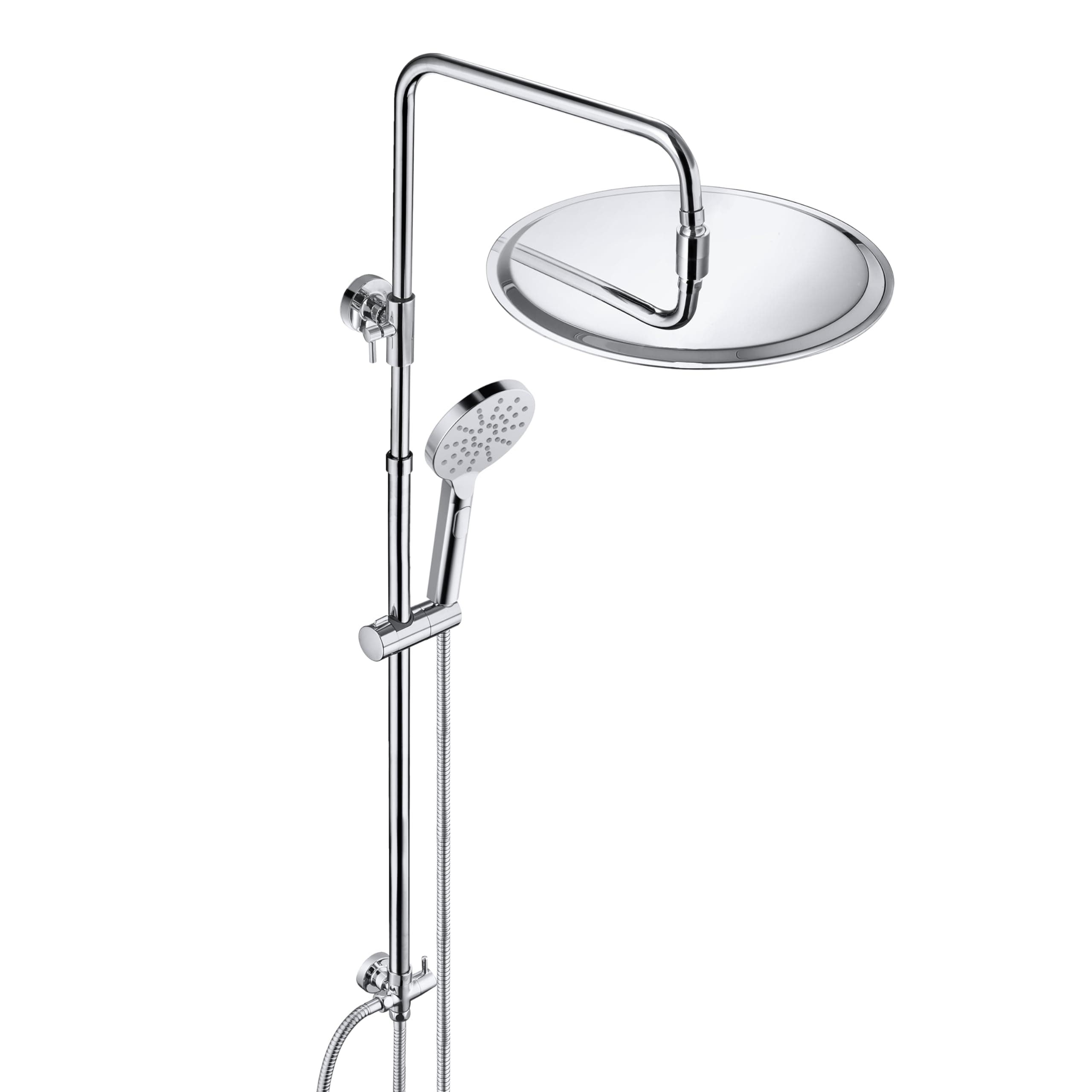 JOHO 304 Colonna Doccia senza Miscelatore in Acciaio Inox 304 Cromato Set Doccia a Pioggia con Soffione e Doccetta a Mano (D30cm tondo)