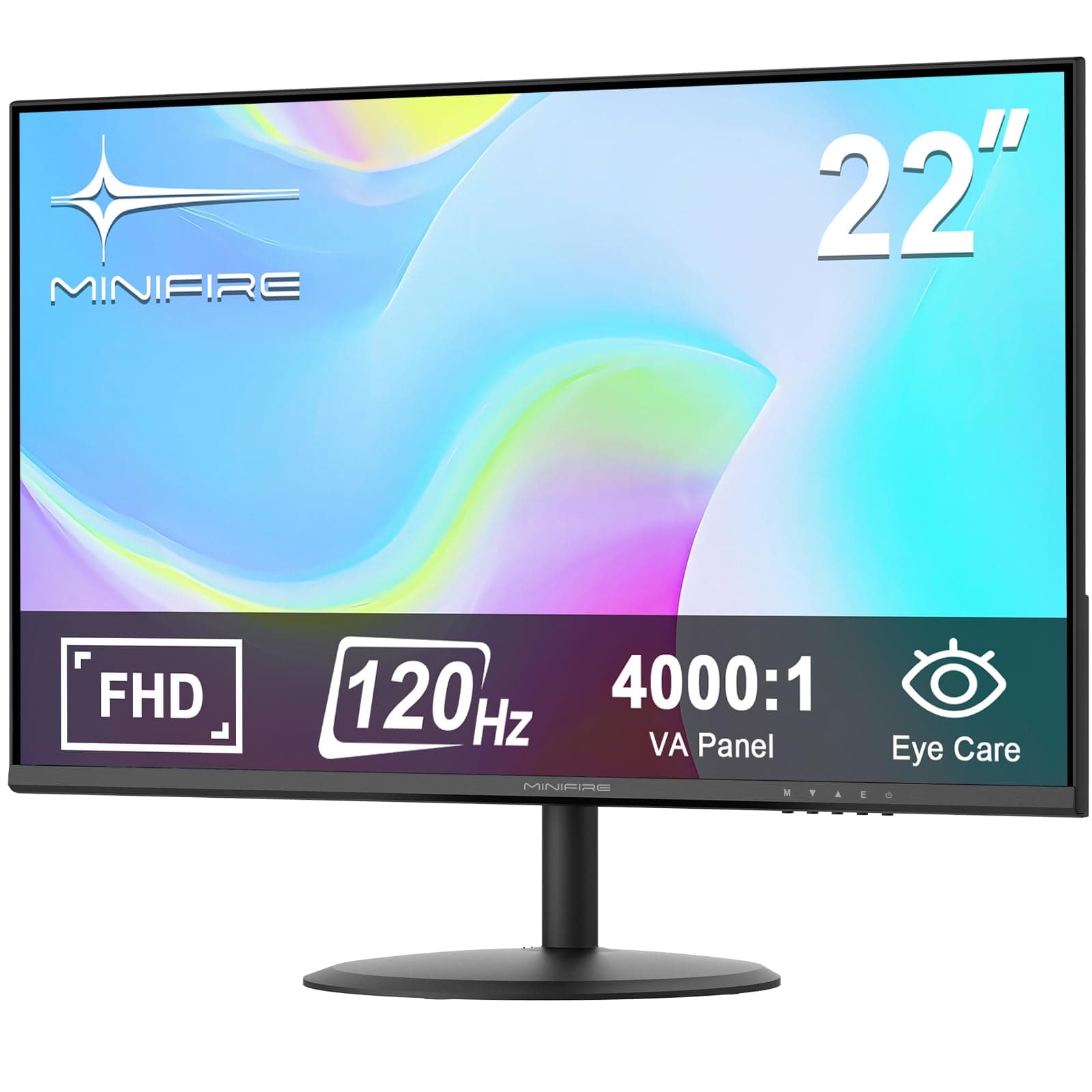Minifire Écran PC 22 Pouces FHD (1920 x 1080), 120Hz, 107% sRGB, Mode Faible lumière Bleue, Angle de Vision de 178°, Design de Mode Ultra Edge, Adaptive-Sync, HDMI 1.4×2-MF22X3AH