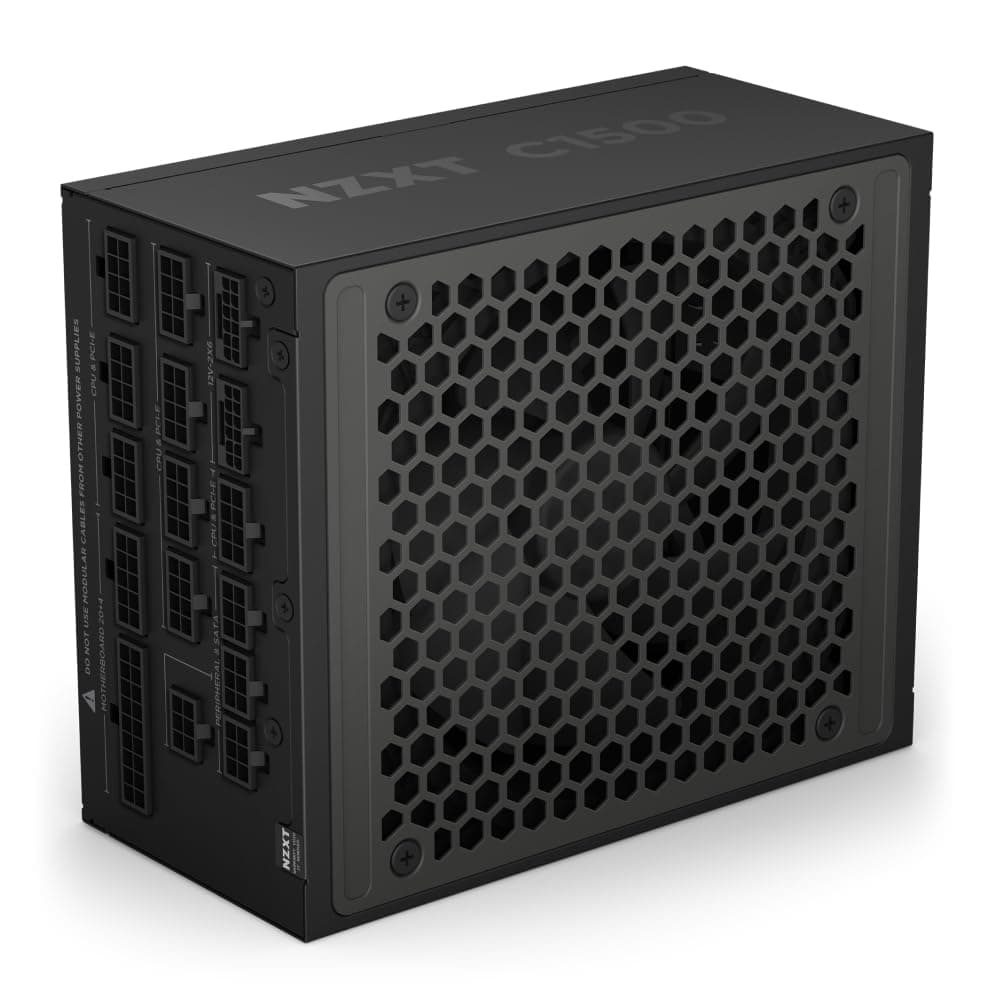 NZXT C1500 Platinum ATX 3.1 | Fuente de alimentación Modular y silenciosa para PC Gaming | 1500 W | 80 Plus Platinum| Conectores duales 12V-2x6 | Modo Fan Zero | Condensadores 100% japoneses | Negro