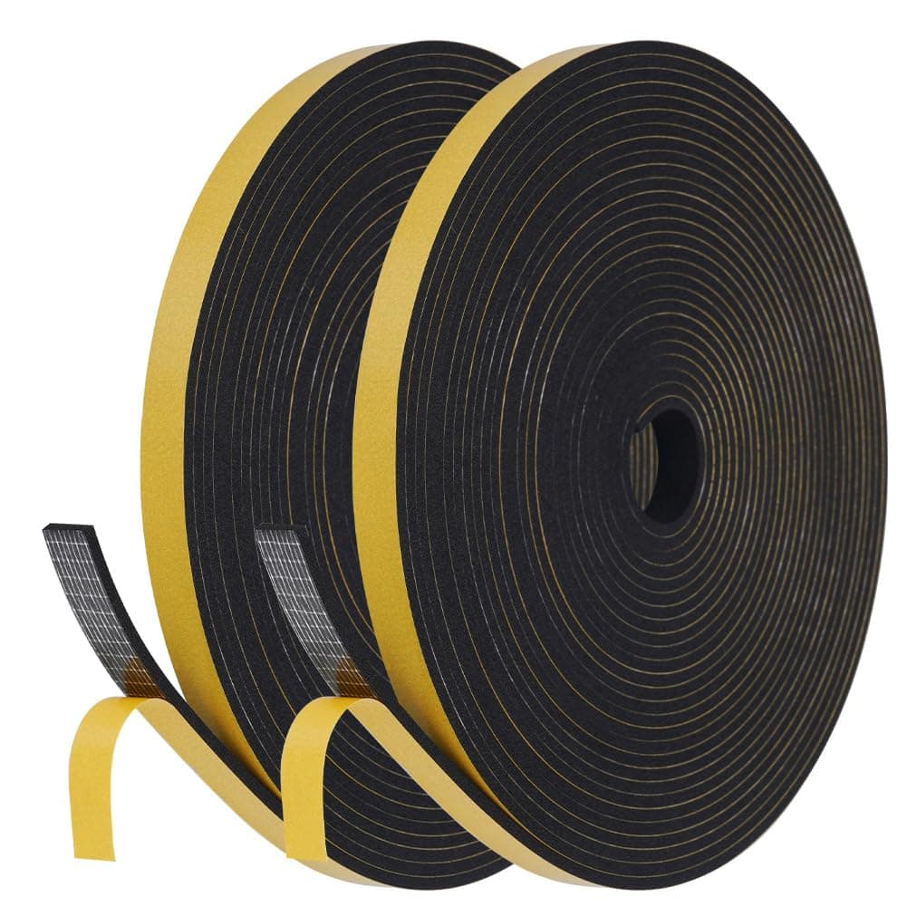 Flintronic Nastro Autoadesivo in Schiuma, 12 x 3 mm Guarnizione in Gomma per Porte e Finestre, Guarnizione per Porta Insonorizzata Antipioggia, Striscia di Tenuta per Aria Condizionata (20m)