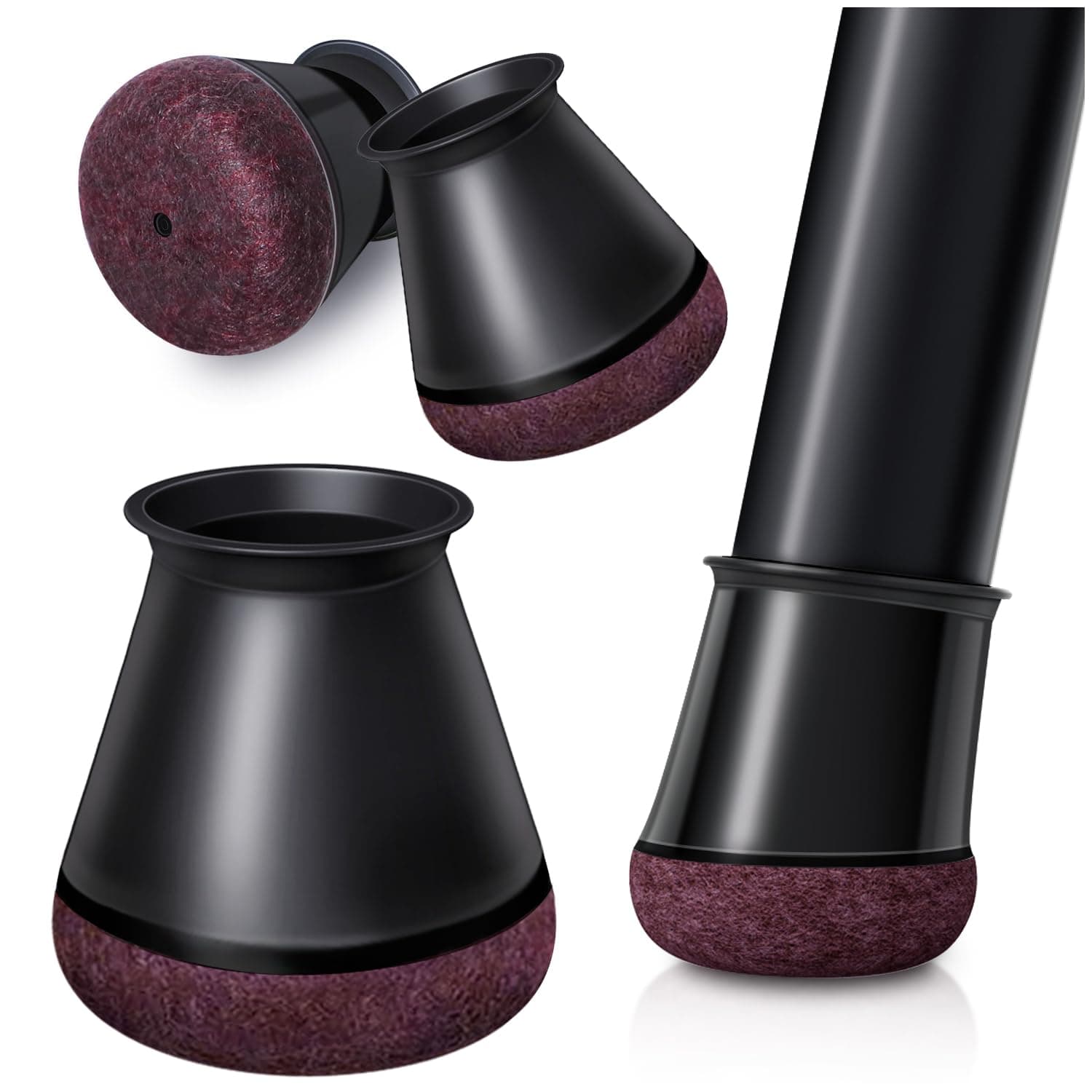 OCONDA 24 Pezzi Gommini per Sedie Rotondi Silicone, Feltrini per Gambe di Mobili, Proteggere il Pavimento dal Rumore Nero (Fit:14-20mm)