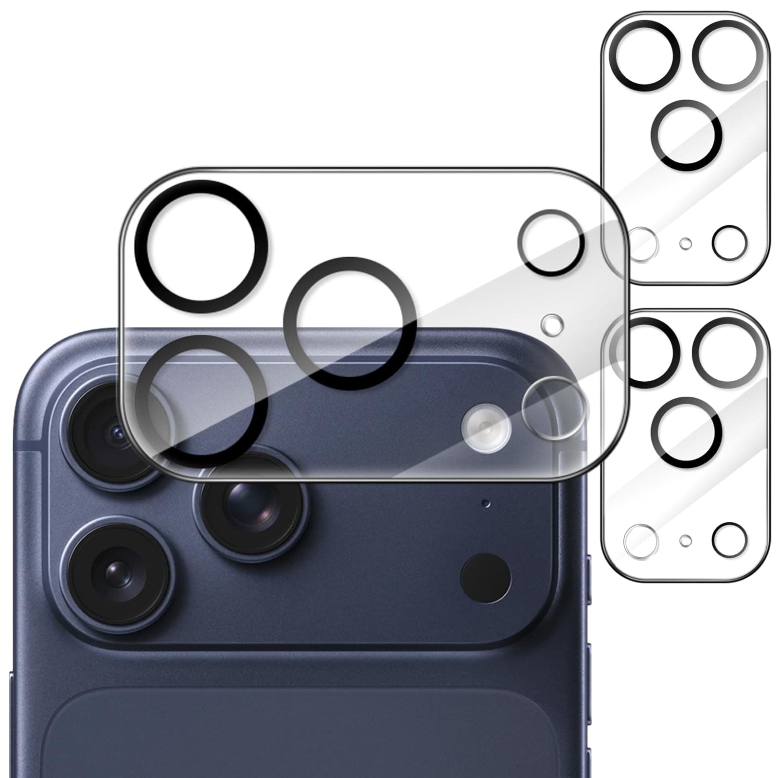 JETech Protecteur d'Objectif de Caméra pour iPhone 17 Pro Max 6,9 Pouces, Verre Trempé 9H, Anti-Rayures, Compatible Coque, N'affecte pas les Prises de Vue de Nuit, Lot de 3 (Transparente)